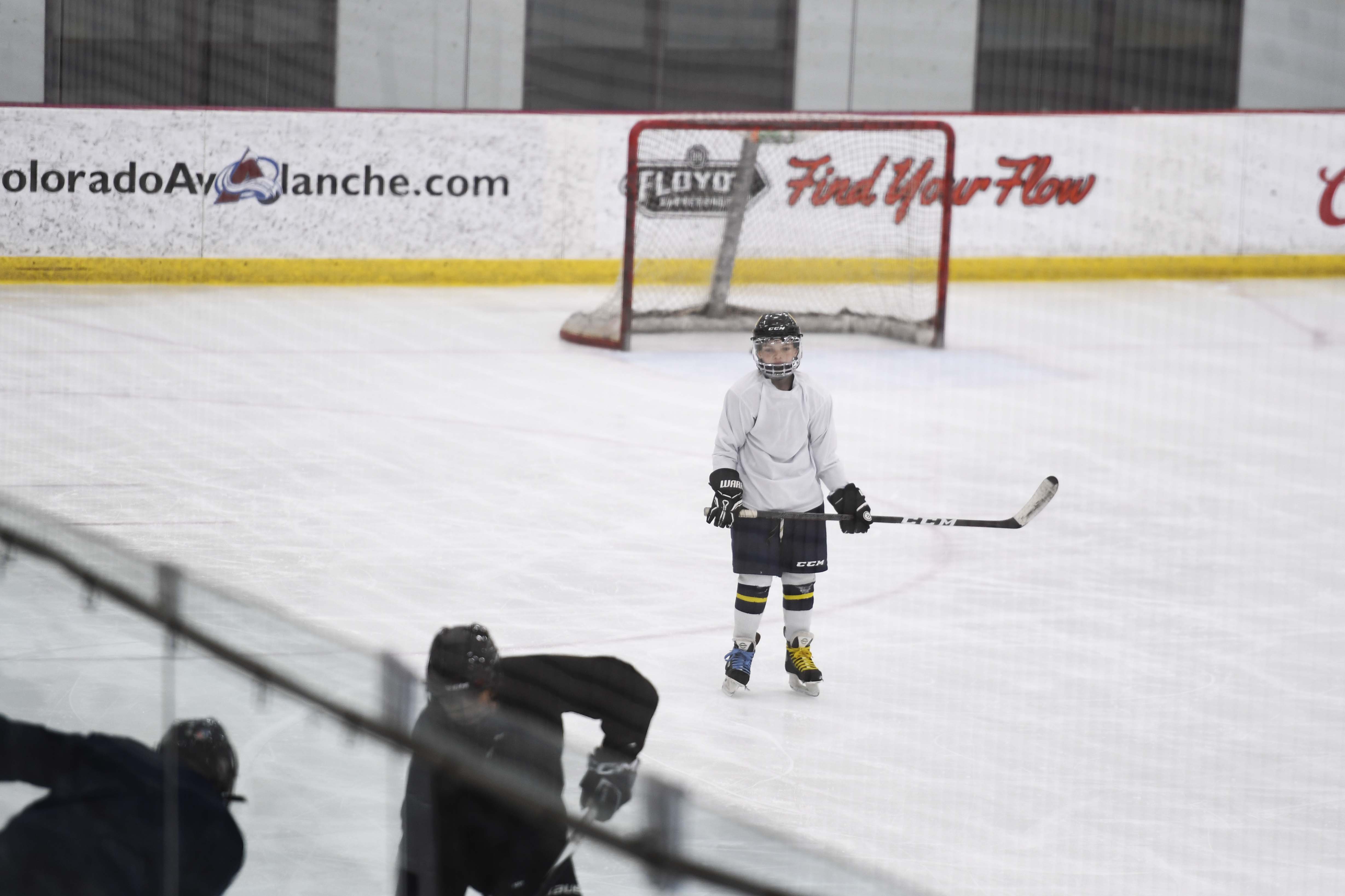 A youth hockey player skates at South Suburban Family Sports Center in Centennial before the Colorado Avalanche take the ice on Friday, March 3, 2023. (CarsonFieldcarson.field@gazette.comhttps://secure.gravatar.com/avatar/c524ef3d384945349bed78d70eb2d2cd?d=mm&r=g)