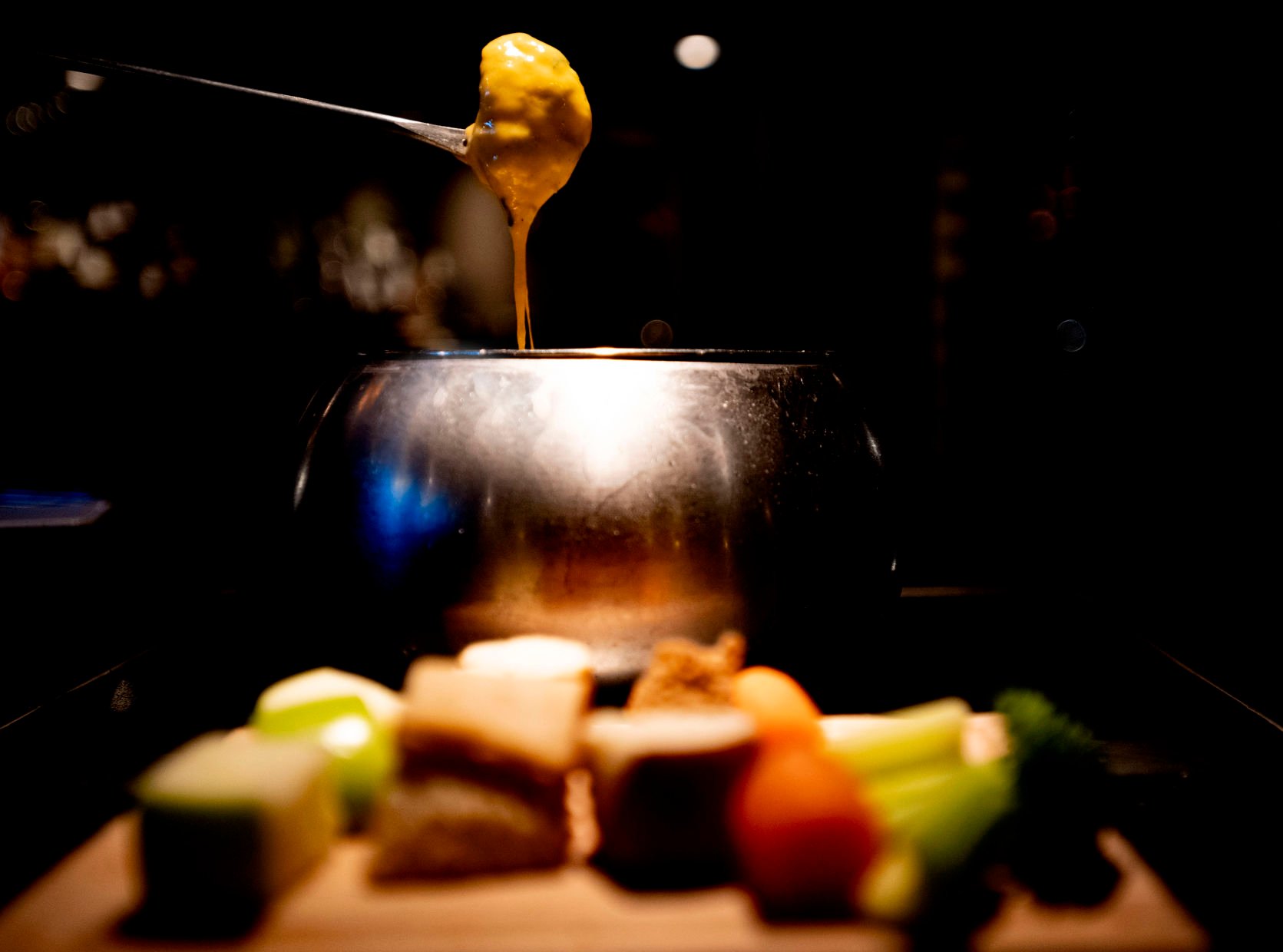 The Melting Pot’s queso-like dip, Top Shelf Fiesta, is served in a fondue pot, with fresh veggies for dipping.012920-food-maindips 01 (copy) (Chancey Bush, The Gazette)