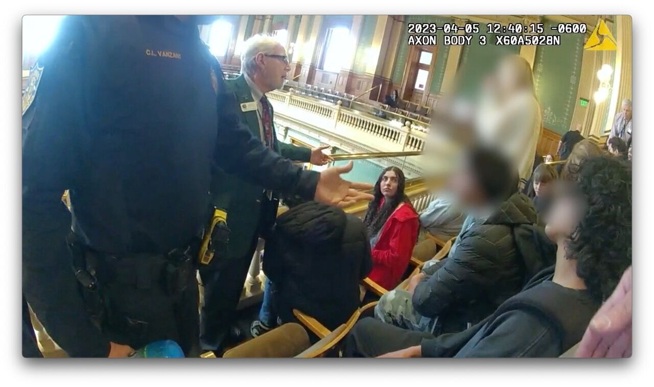 Image from CSP body cam video at Capitol