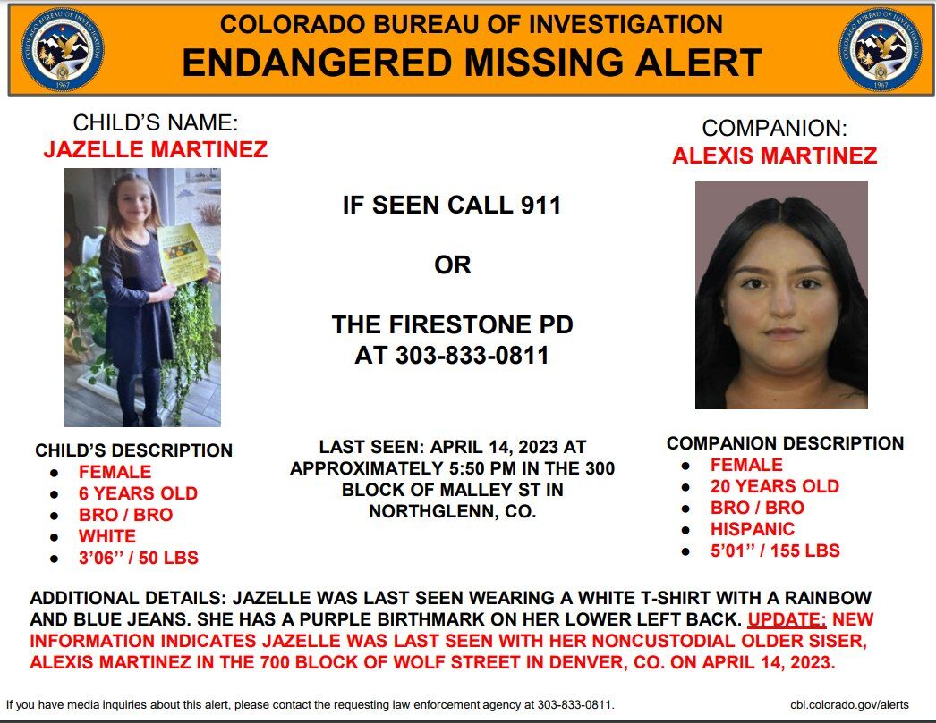 6-year-old girl missing, last seen in Denver with older sister