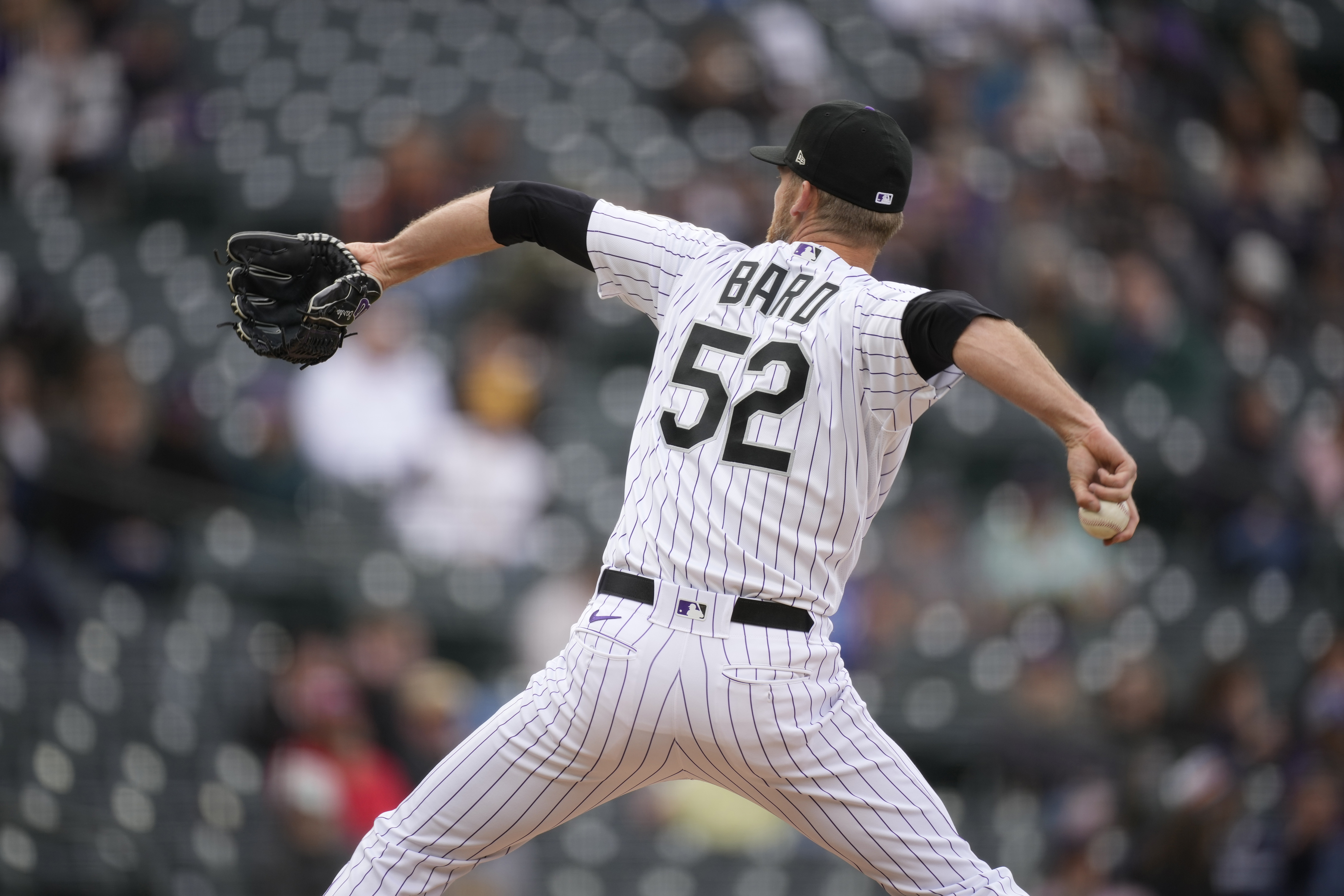 Colorado Rockies relief pitcher Daniel Bard in the eighth inning of a game Wednesday in Denver. (the associated press)