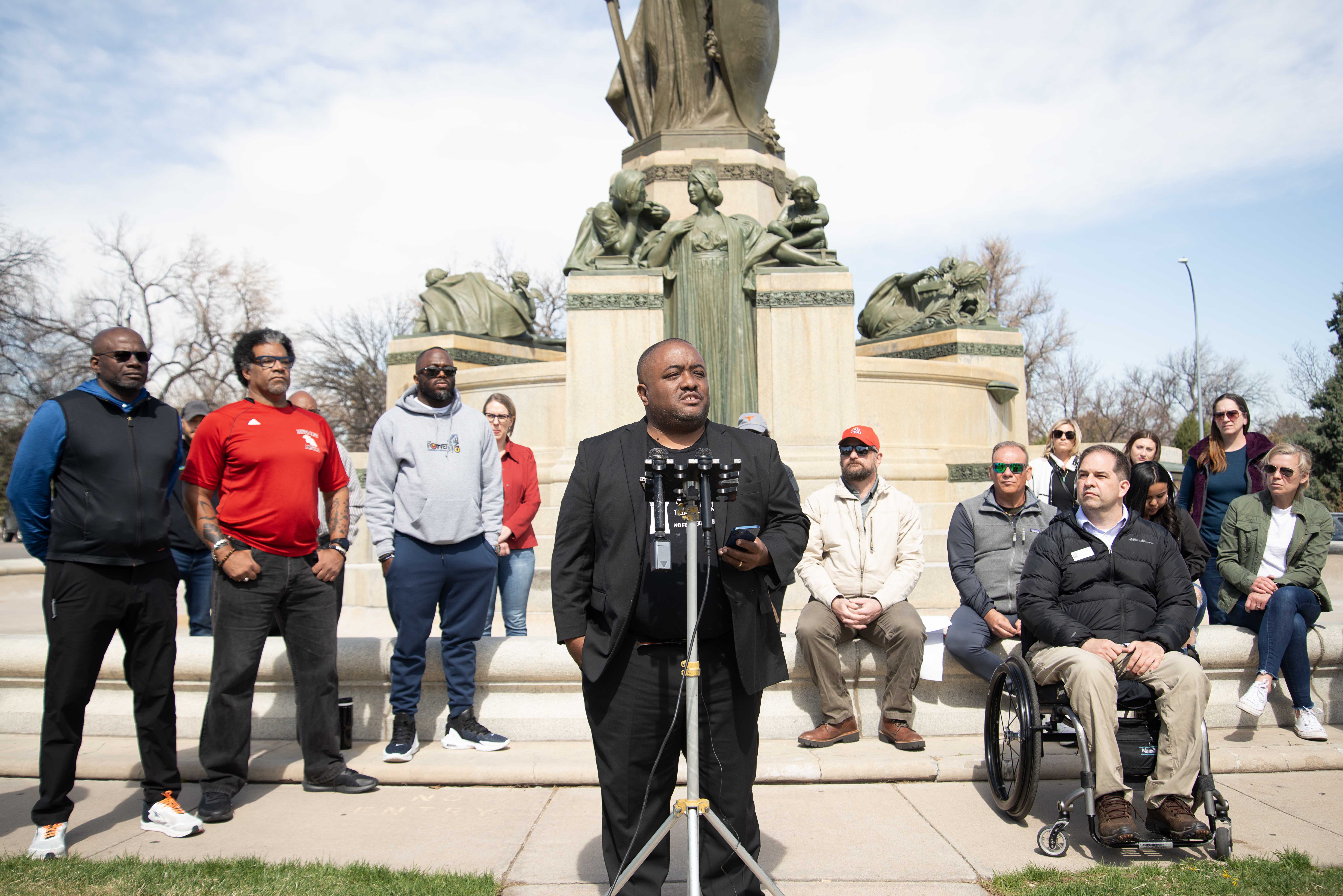 Vernon Jones introduces speakers during a press conference held by PSAG or the Parents-Safety Advocacy Group to draw attention to inequities throughout the Denver school district and violence experienced by many students on Monday, April 24, 2023. (TomHellauerMultimedia Producertom.hellauer@denvergazette.comhttps://denvergazette.com/content/tncms/avatars/f/9e/622/f9e6228a-3b6b-11ed-bf10-fbb71fa8e421.f54b911252c540f1d61709edc4727a39.png)