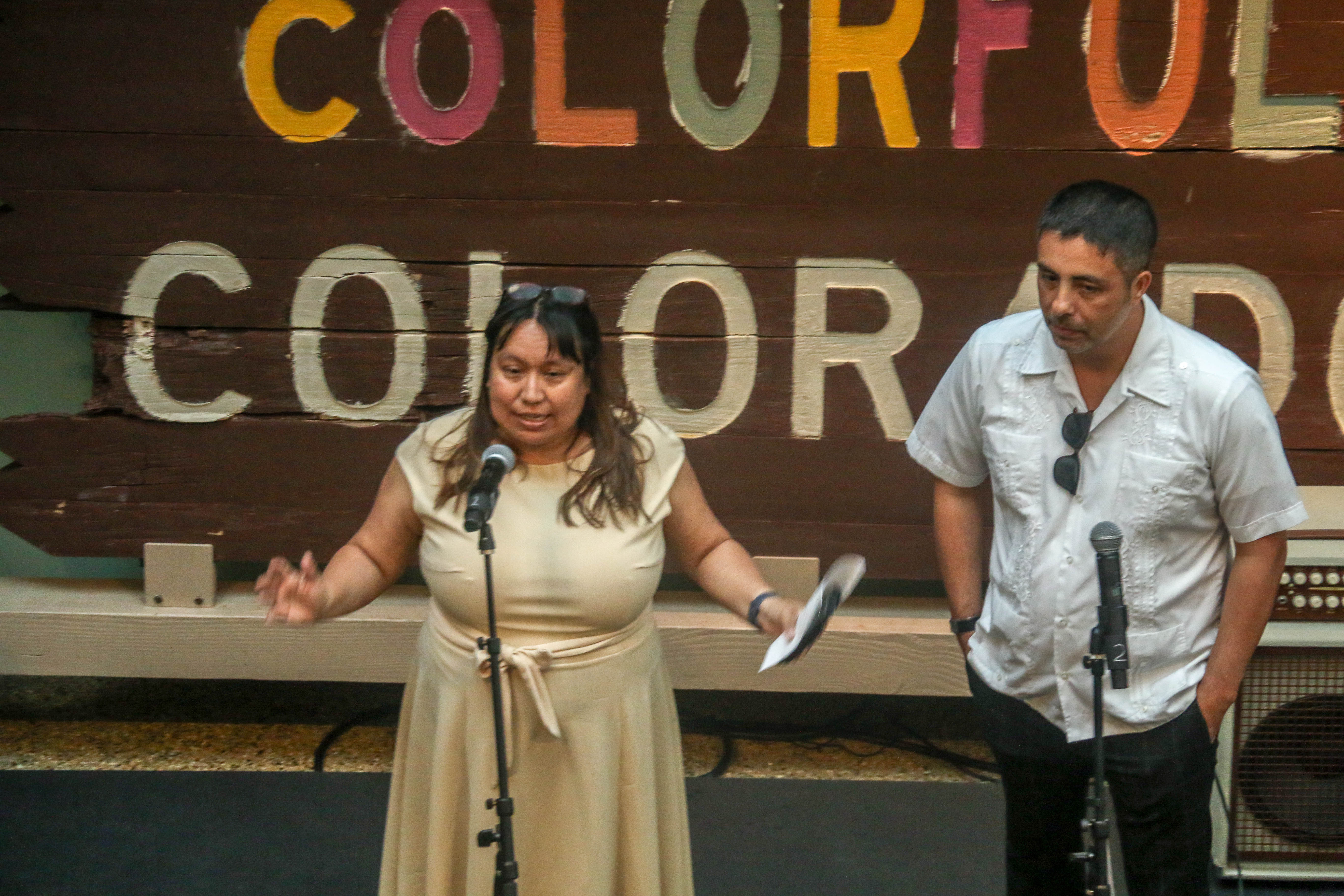 Managing Director Mica Garcia de Benavidez and CEO Victor Vialpando Nunez emceed Su Teatro's 50th anniversary party at History Colorado last summer. (JOHN MOORE, Denver Gazette)