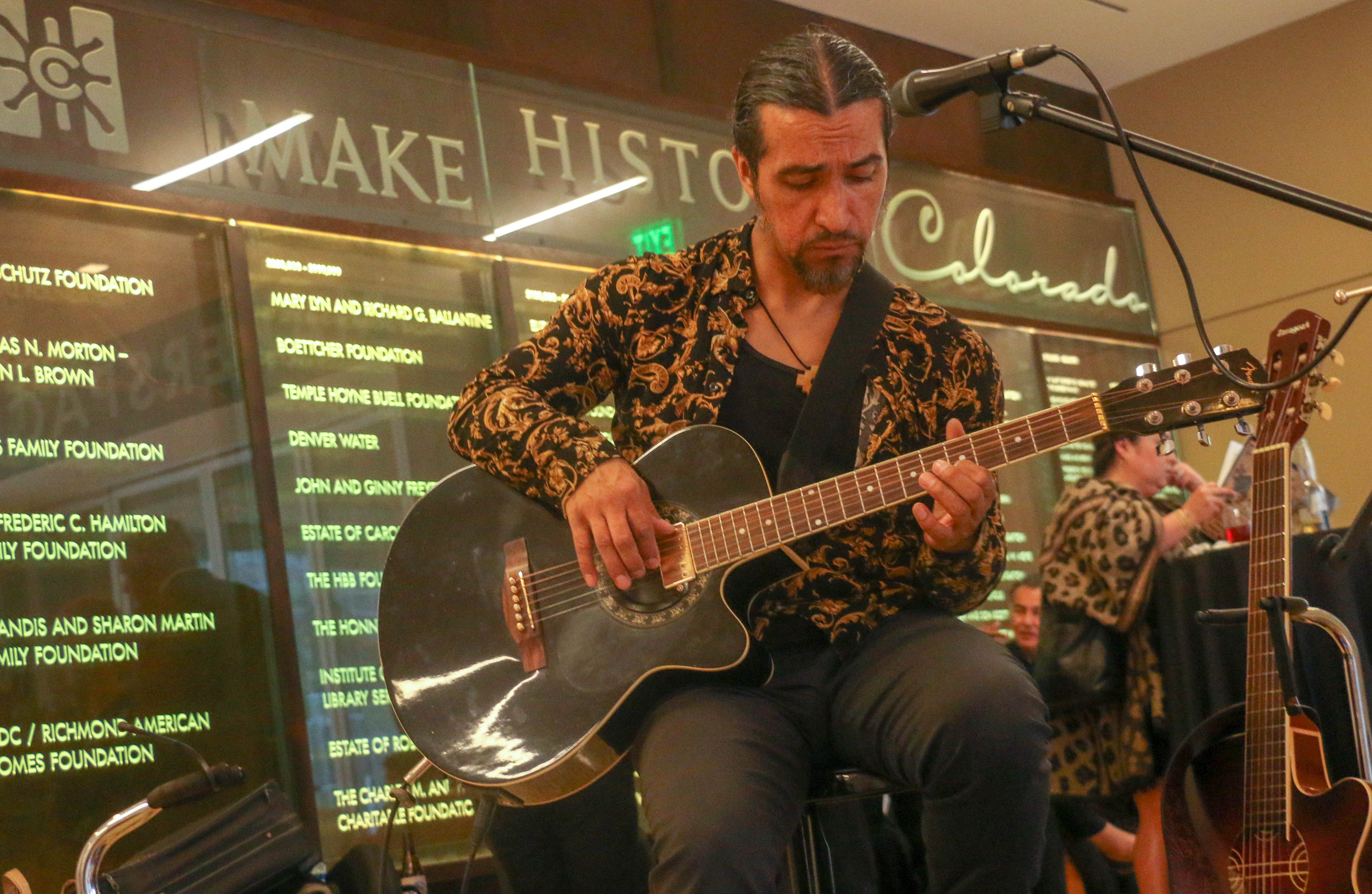 Adolfo Romero performs in the Colorado History Museum as part of Su Teatro's 50the anniversary celebration at History Colorado. (JOHN MOORE, Denver Gazette)