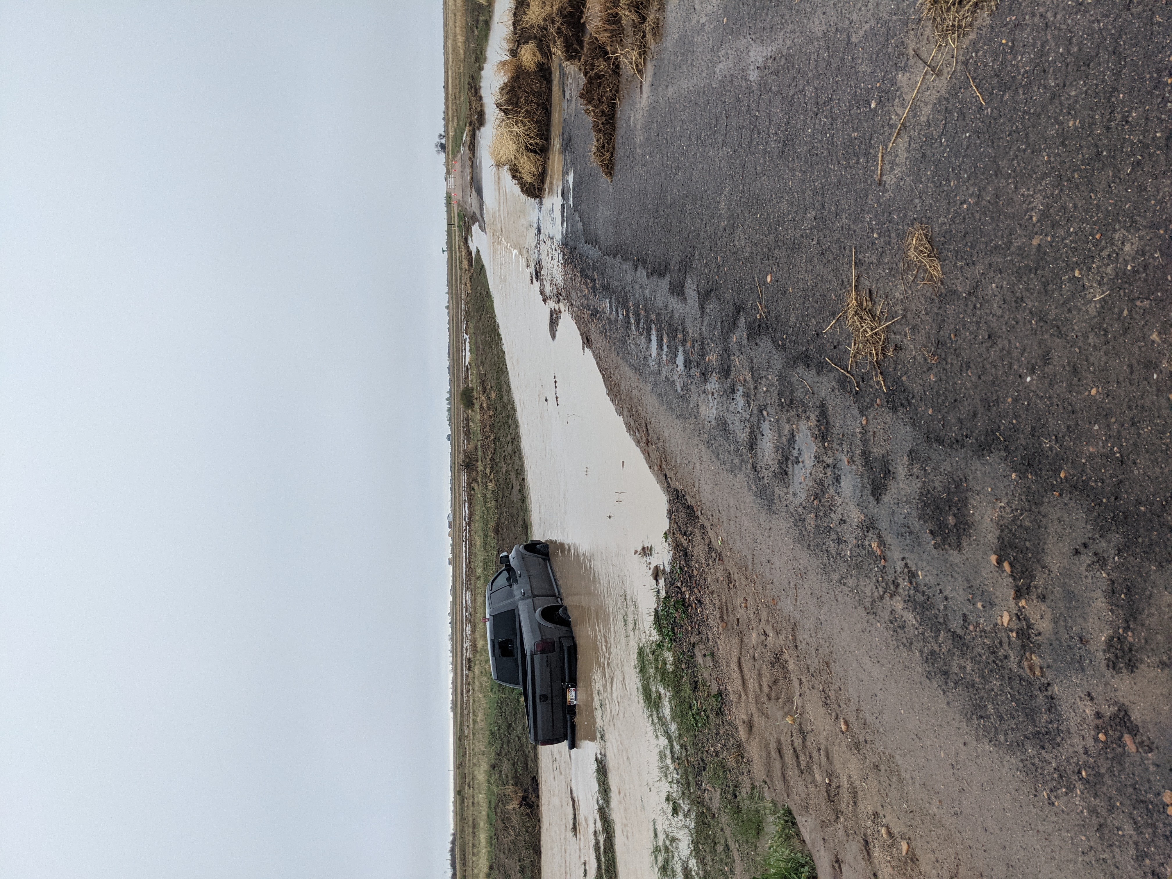 A truck was stuck in flood waters in Adams County on 26th Avenue, Thursday, May 11, 2023. (Courtesy of Adams County)