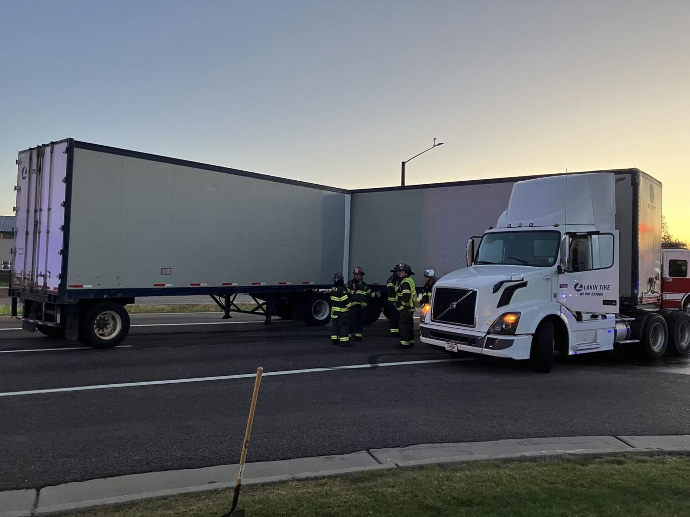 Lincoln Avenue closed after jackknifed semi spills 75 gallons of diesel fuel on road