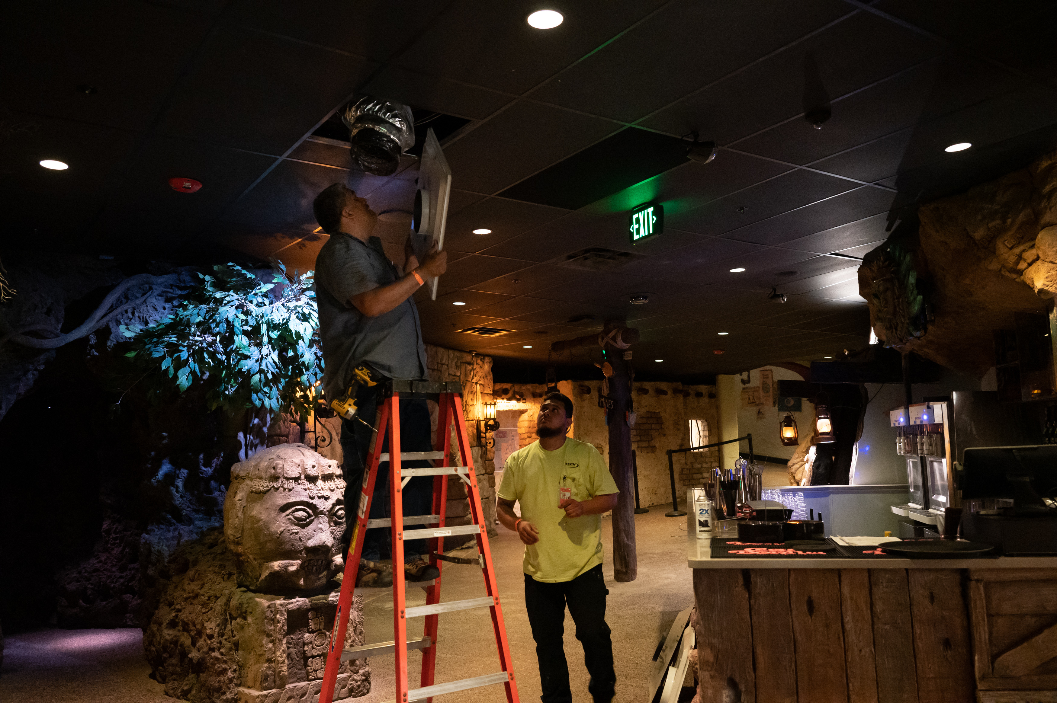 Workers are seen putting the finishing touches on the Mayahuel Bar, as seen in a handout photo provided by Casa Bonita on May 26, 2023. (Casa Bonita)