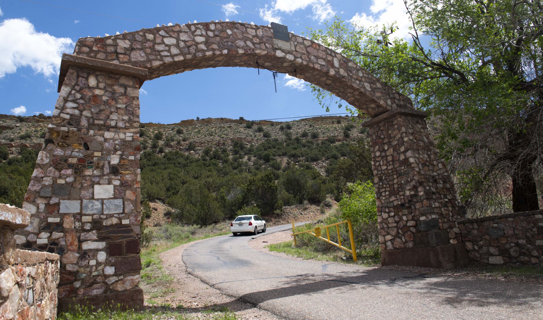 The archway at the entrance to the one-way Skyline Drive features stones from all 48 states at the time, before Alaska and Hawaii. The narrow road was built for horse and buggies, but later opened to vehicles. (The Gazette, Christian Murdock) (Christian Murdock/The Gazette)