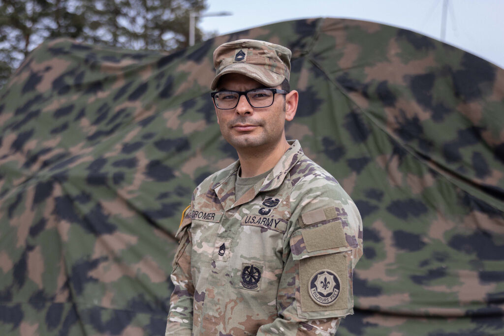 Sgt. 1st Class Steven Cromer, from Colorado Springs, is with the 2nd Cavalry Regiment based in Germany. He traveled with 2,000 other soldiers from Germany to Poland for the Griffin Shock exercise. Photo by Rob Kunzig (Photo by Rob Kunzig)
