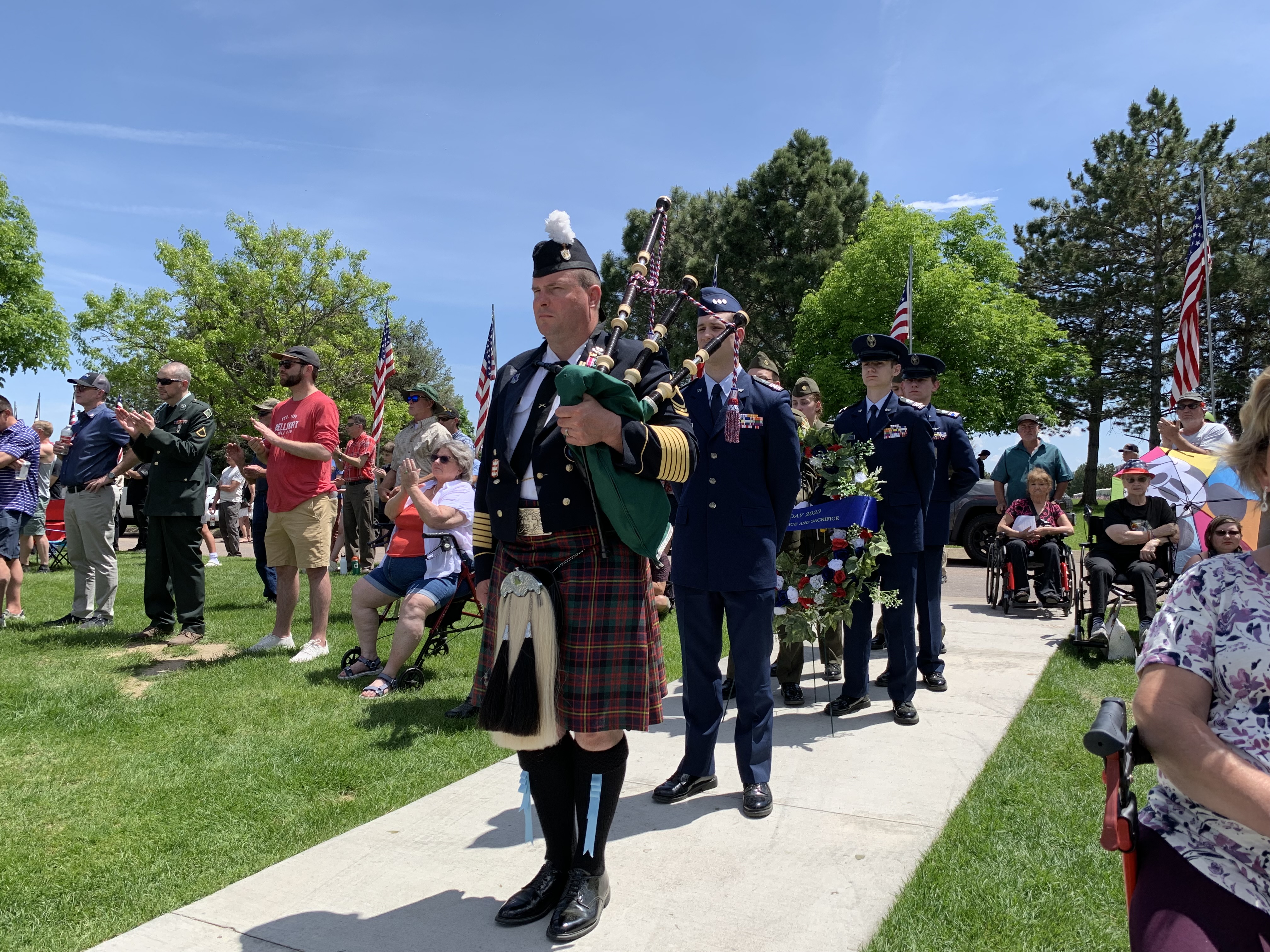 Bagpiper 1SG James DeGeorge, State Piper, prepares to lead the wreath to the front of the ceremony at the 89th Anniversary of Remembrance at Fort Logan National Cemetery Monday, May 29, 2023. (DennisHuspeniCity Editordennis.huspeni@gazette.comhttps://denvergazette.com/content/tncms/avatars/c/5a/fbd/c5afbd32-5030-11eb-bdef-030d9de52a9e.779683cee495ffe64766291c251a8894.png)