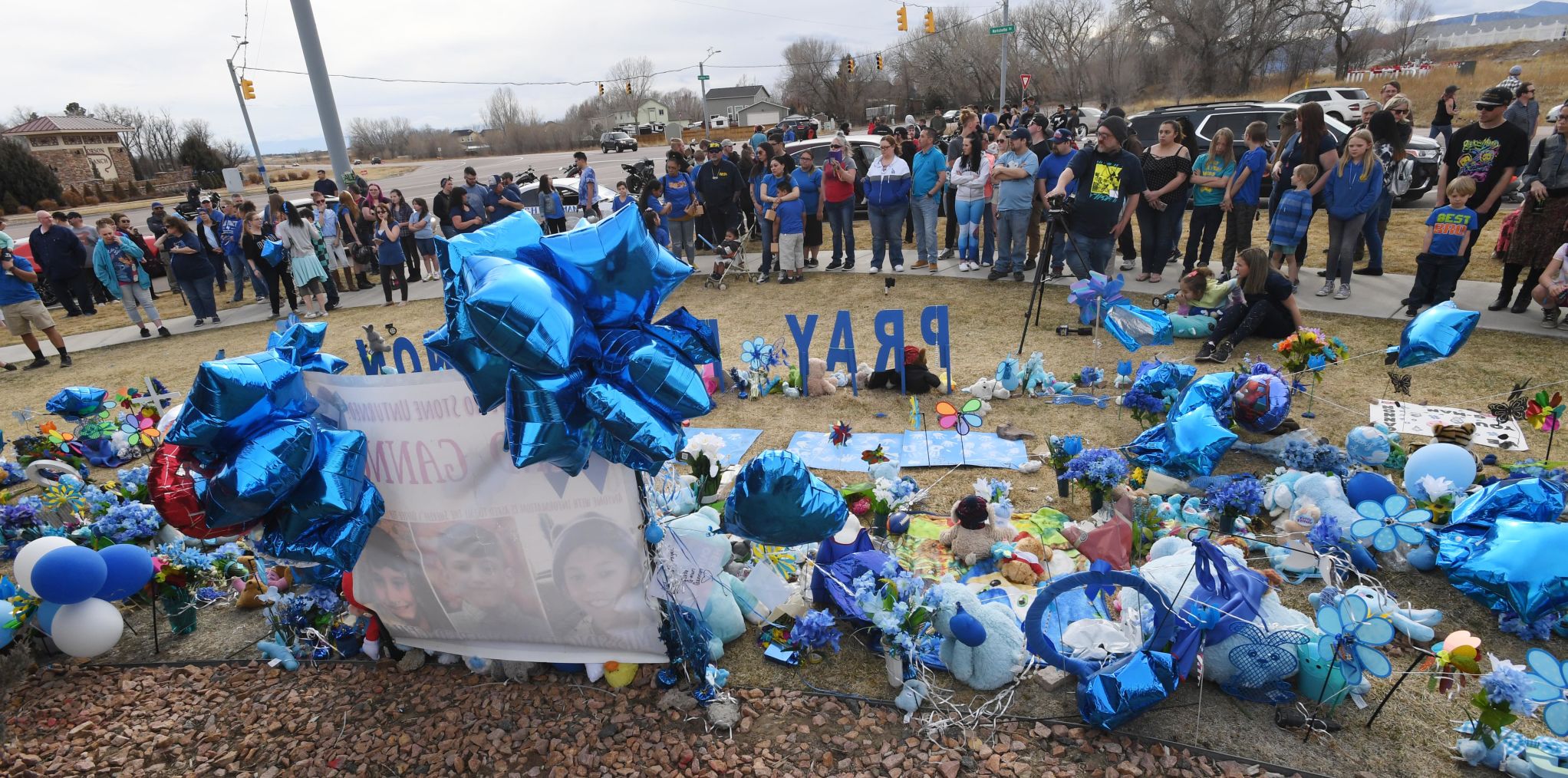 The memorial for Gannon Stauch continues to grow at the corner of Fontaine Blvd. and Marksheffel Rd. on Lorson Ranch. The Mile High Head Turners, with both vehicles and motorcycles, held a 