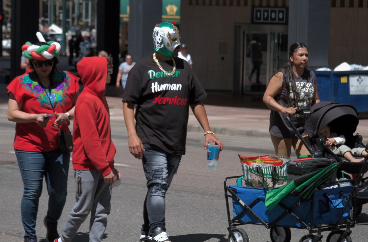 Francisio Garza-Ortiz in his lucha libre mask during Denver's annual Cinco de Mayo parade on May 6, 2023. (Alex Edwards/The Denver Gazette).