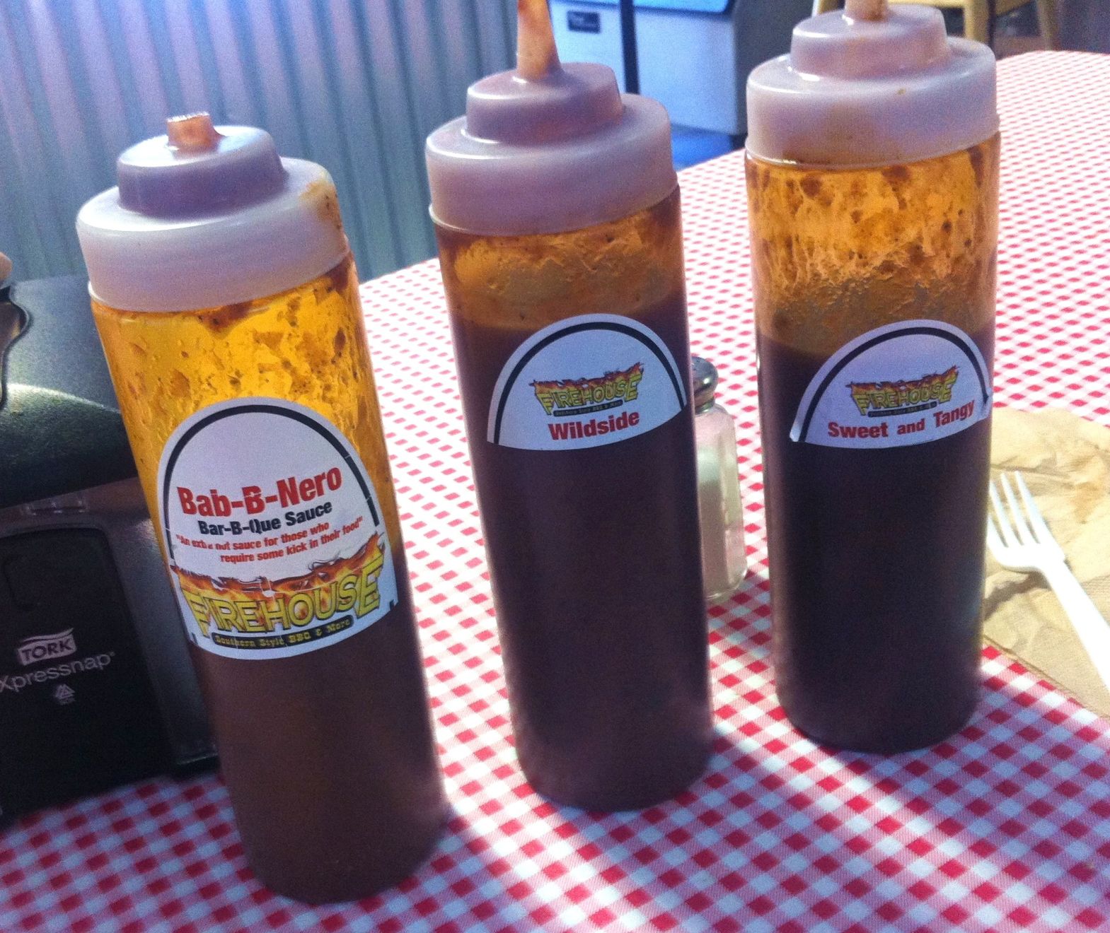 Firehouse on the Run BBQ offers three house sauces Photo by Kate Jonuska
