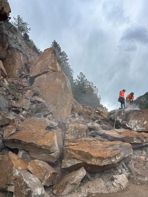 Massive rockslide on Colorado 7 between Lyons and Allenspark closes Highway 7. (Courtesy of the Colorado Department of Transportation)