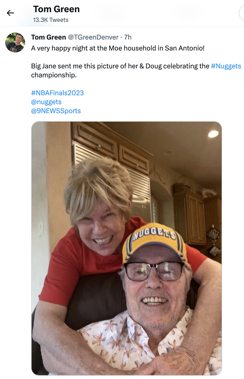 Tom Green of 9News posted this photo from Doug and Jane Moe in San Antonio on Tuesday. (Tom Green Twitter)
