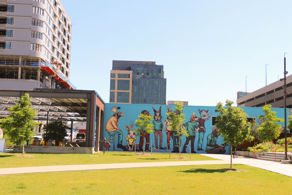 A look at the existing artist studio run by RedLine Contemporary Art Center across the lawn from the new performance venue at Arkins Park (John Moore, The Denver Gazette)