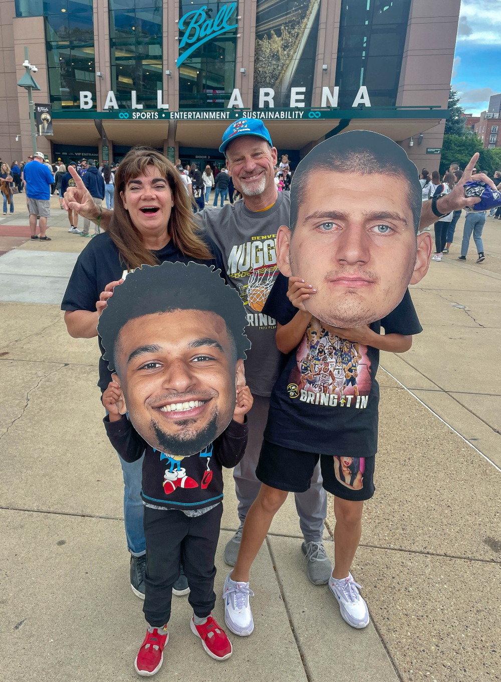The scene from the Denver Nuggets' NBA Finals Game 3 watch party at Ball Arena on Wednesday night. (John Moore/The Denver Gazette)
