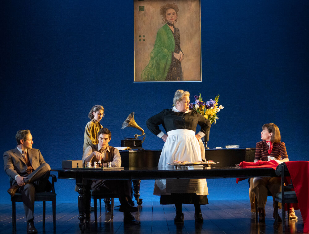 Cherry Creek High School graduate Jesse Aaronson, seated second from left, with cast members from Broadway's 'Leopoldstadt.' (Joan Marcus)