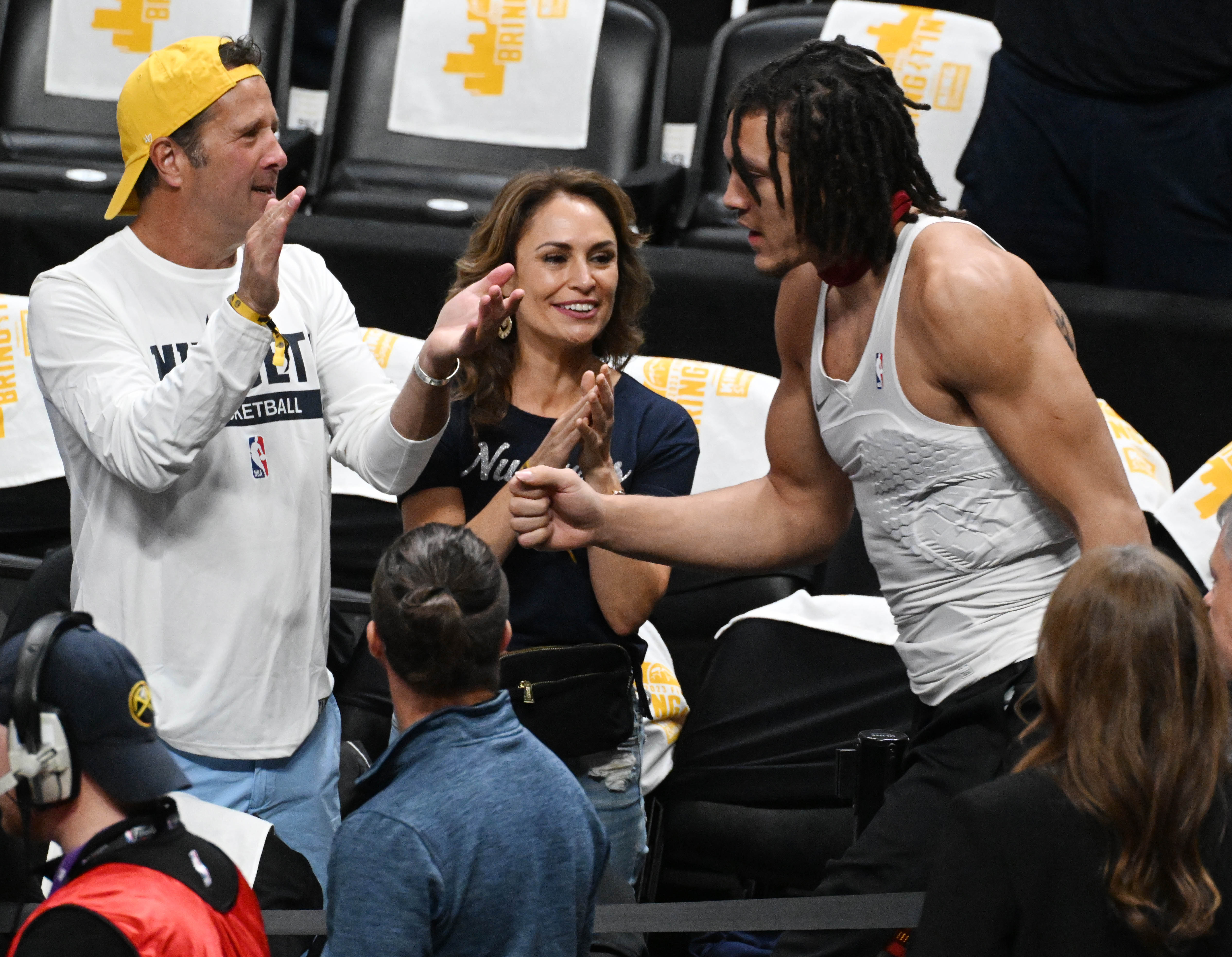 Denver Nuggets forward Aaron Gordon (50) takes the floor for warmups before game 5 of the NBA Finals at Ball Arena on Monday, June 12, 2023. (Photo by Jerilee Bennett, The Gazette)