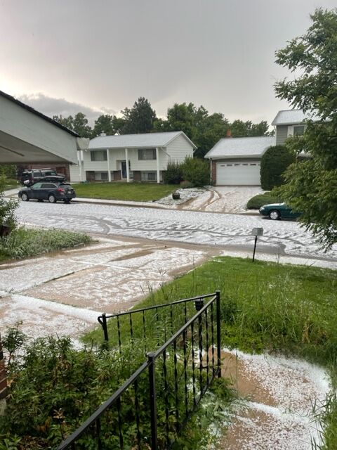 Dark clouds led to a severe hail storm in Boulder in the Table Mesa area Monday. (Courtesy of Kim Hills)