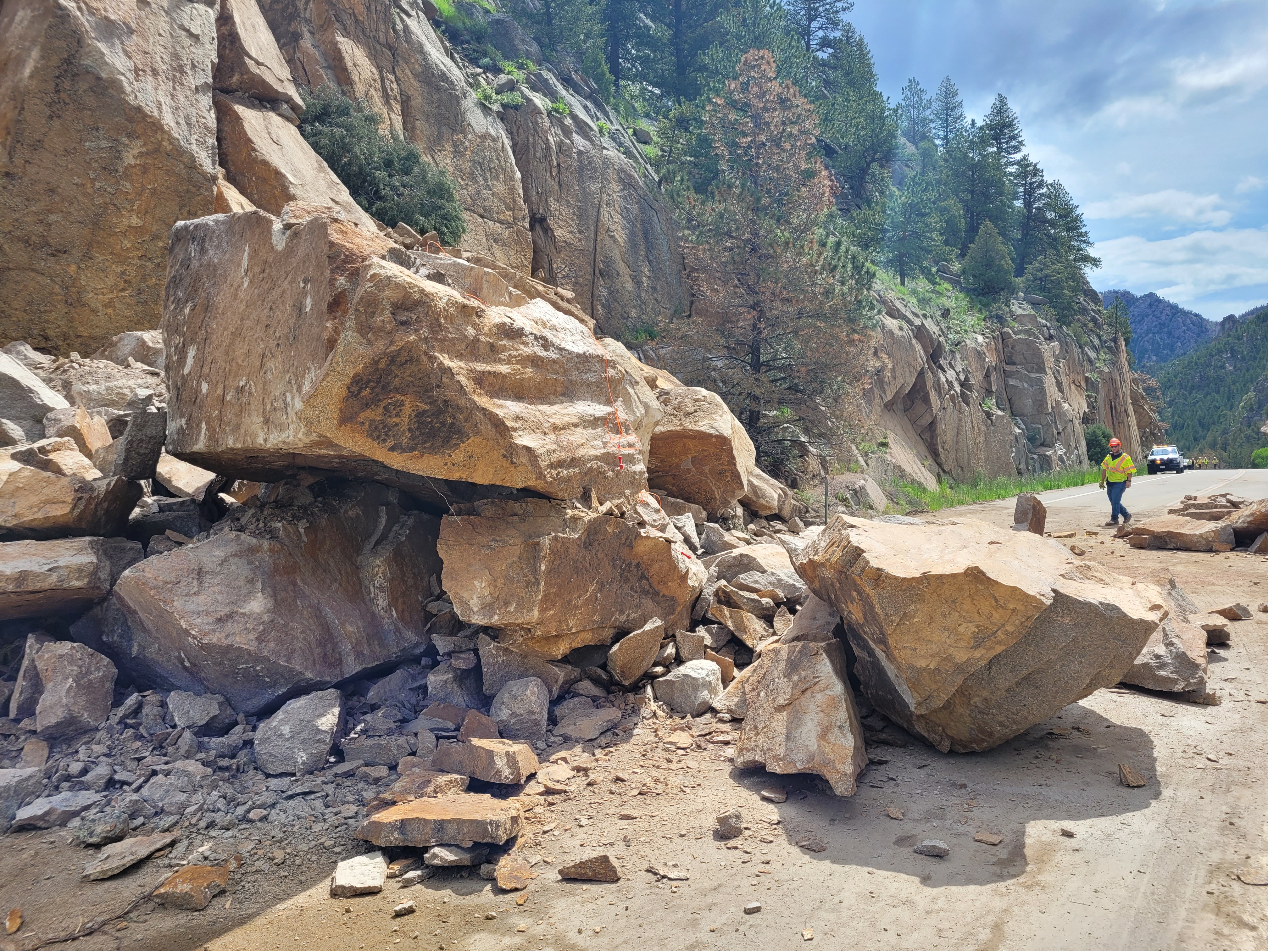 Massive rockslide on Colorado 7 between Lyons and Allenspark closes Highway 7. (Courtesy of the Colorado Department of Transportation)