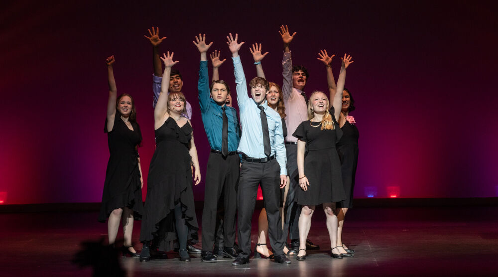 The 10 Bobby G Awards nominees for Outstanding Performance, in alphabetical order: Mark Gomez, Cooper Hand, Ethan Hoover, Rebekah Jacobs, Georgia Lawrence, Blythe Lockwood, Evan McKercher, Juliette Molina, Camille Nugent and Connor O’Brian. (Photo by McLeod9 Creative)