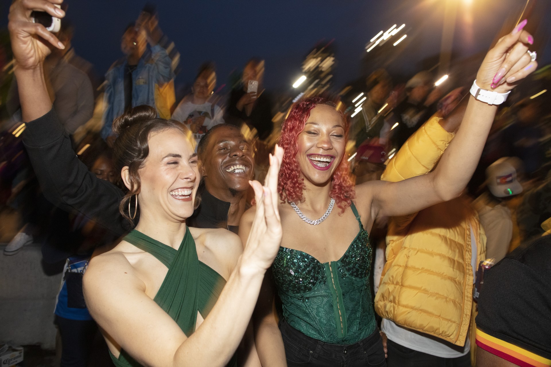 Minutes after the Nuggets won their first NBA title, fans took to the streets. Most of them gathered on Market Street between 19th and 20th Streets. (Bear Gutierrez/Special to The Denver Gazette)