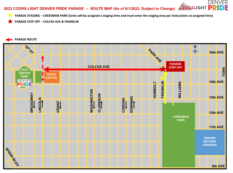Denver Pride Parade map 2023