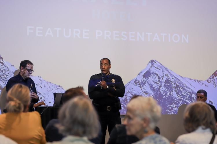 Ron Thomas speaking at public safety meeting
