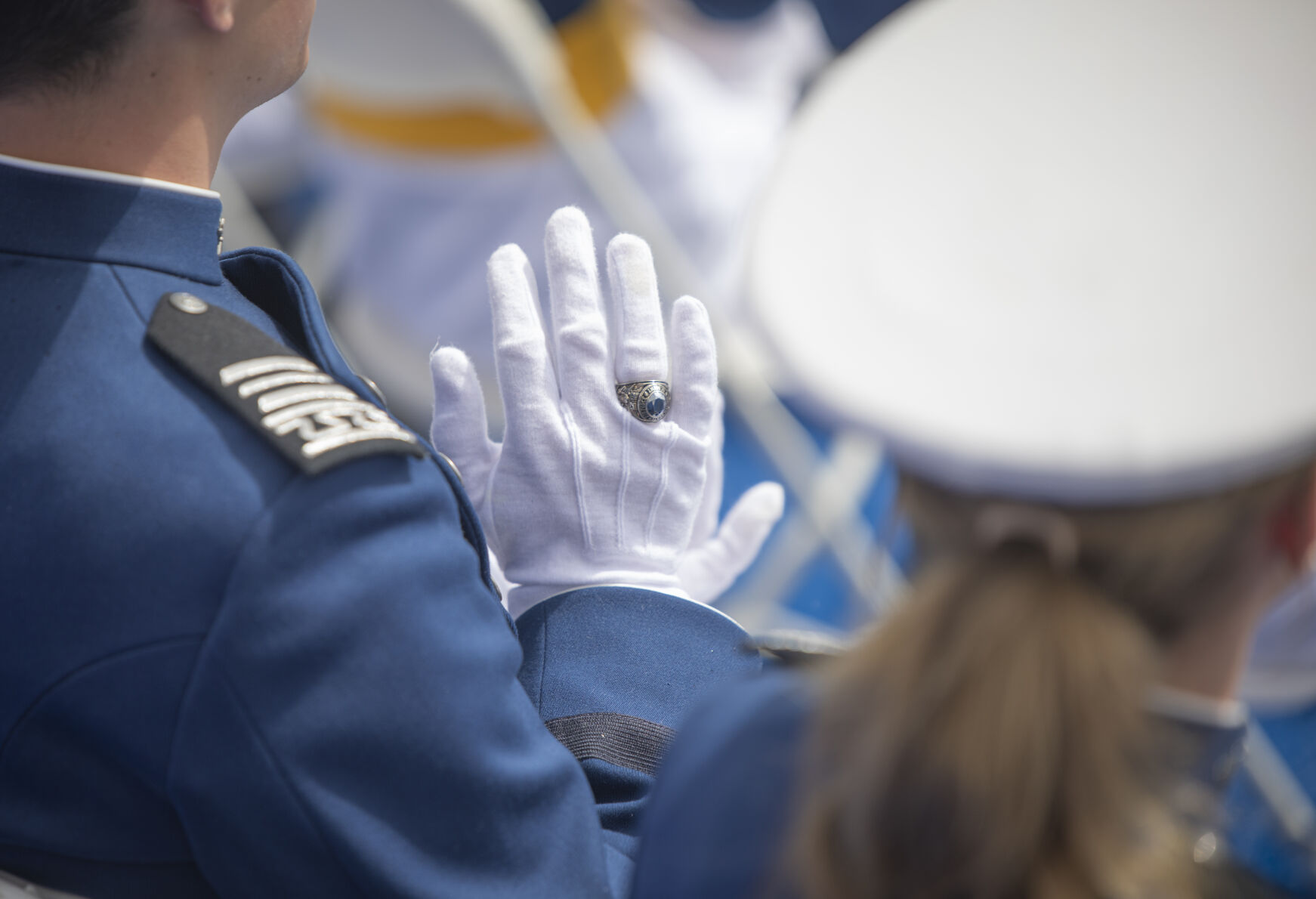 Graduating cadets wear their class rings at the U.S. Air Force Academy Class of 2023 Graduation at Falcon Stadium on the U.S. Air Force Academy campus in Colorado Springs, Co., on Thursday, June 1, 2023. (GabiBroekemaPhoto Interngabi.broekema@gazette.comhttps://secure.gravatar.com/avatar/9aa2a13da1acfaa50410cb37bf21fdb1?d=mm&r=g)