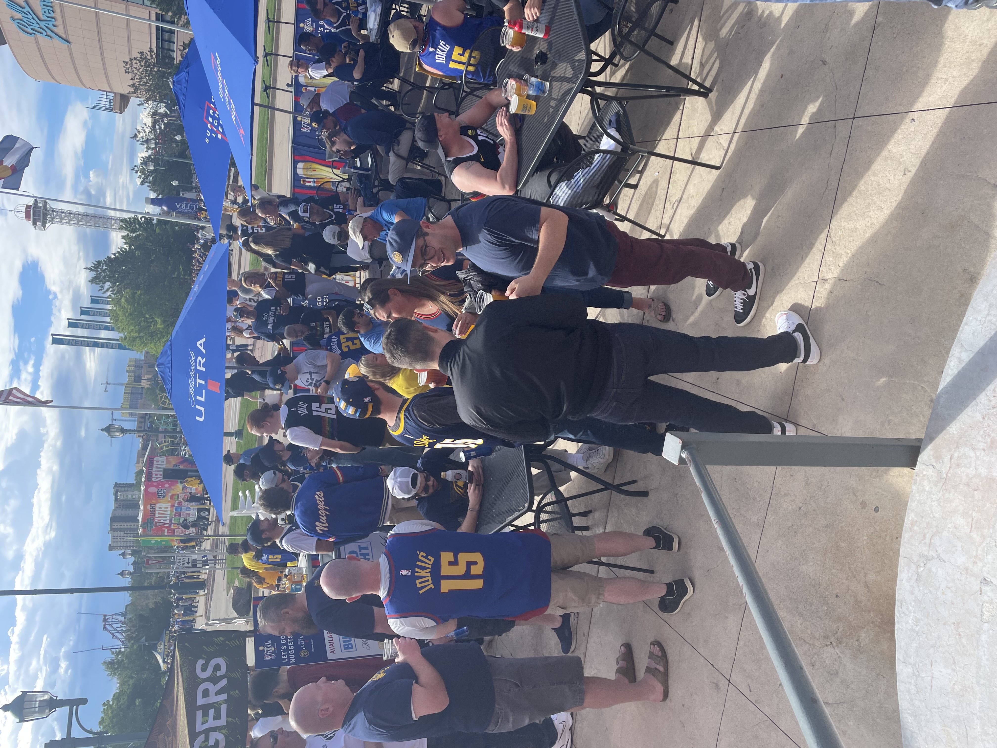 A patio crowd for a recent Denver Nuggets NBA finals watch party at Brooklyn's at Ball Arena. (Courtesy of Brooklyn's at Ball Arena)