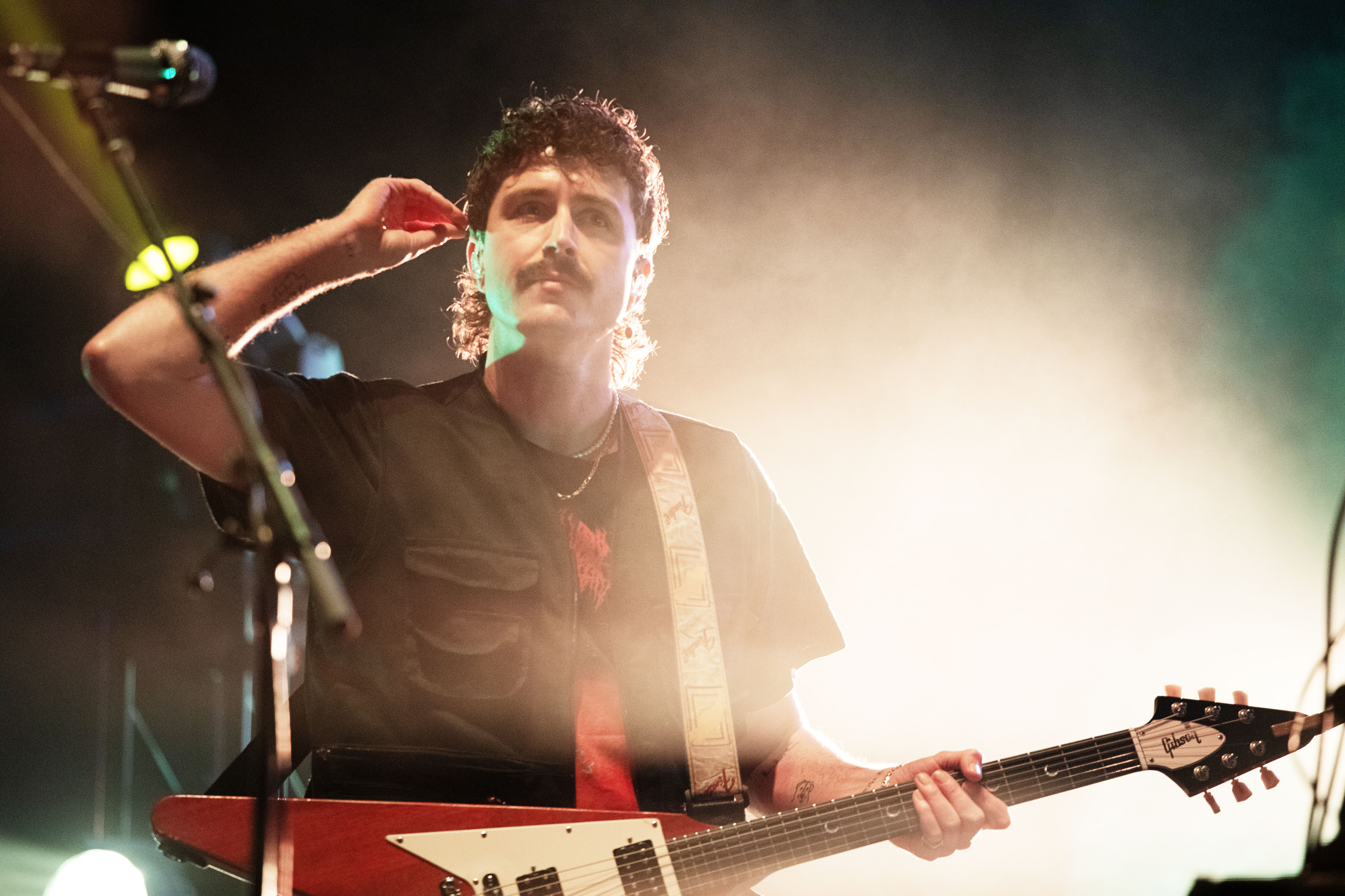 FILE PHOTO: Joey Walker of King Gizzard checks his earpiece before performing in Red Rocks Park and Ampitheater on June 7, 2023. (TomHellauerMultimedia Producertom.hellauer@denvergazette.comhttps://denvergazette.com/content/tncms/avatars/f/9e/622/f9e6228a-3b6b-11ed-bf10-fbb71fa8e421.f54b911252c540f1d61709edc4727a39.png)
