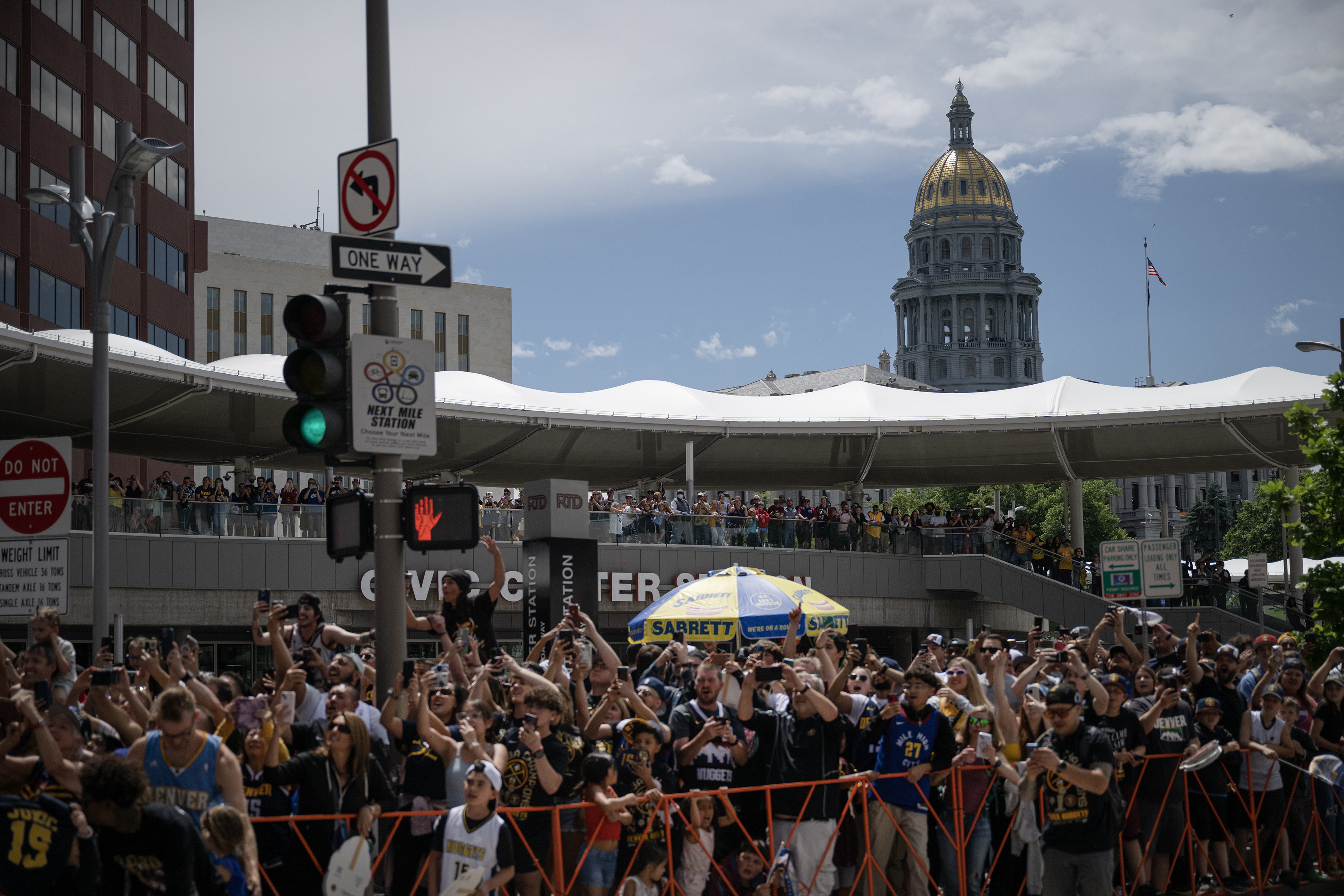 Fans line all levels of Civic Center Station during the Denver Nuggets 2023 Champions Parade and Rally on Thursday, June 15, 2023, in Denver. (Timothy Hurst/Denver Gazette) (TimHursttim.hurst@gazette.comhttps://secure.gravatar.com/avatar/aca82bd62b4ee425c598527cd6faa1b1?d=mm&r=g)