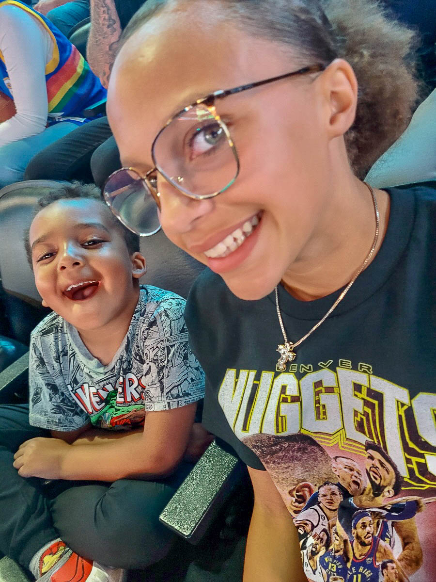 The scene from the Denver Nuggets' NBA Finals Game 3 watch party at Ball Arena on Wednesday night. (John Moore/The Denver Gazette)