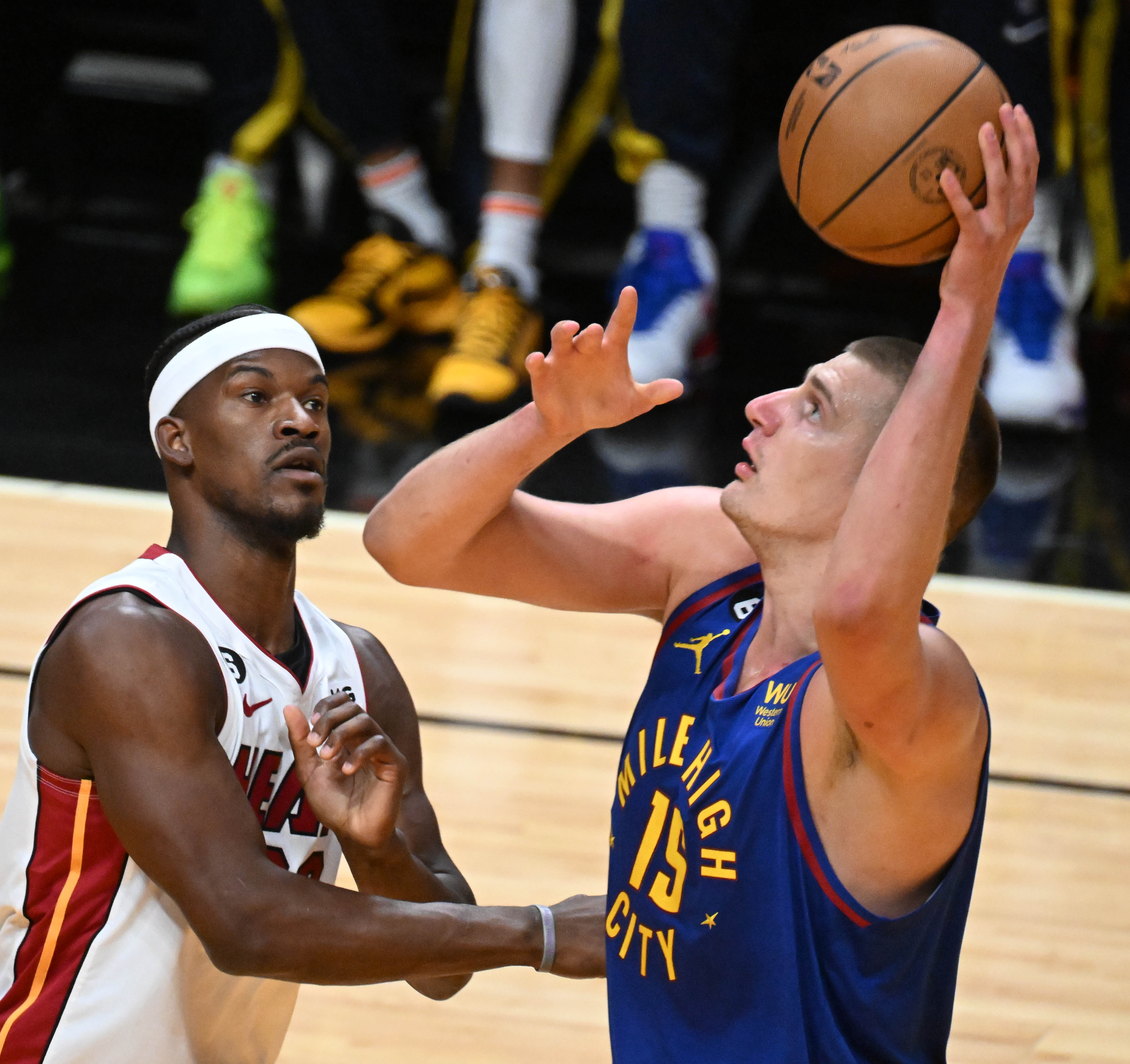 During the first quarter of the game 3 at at the Kaseya Center in Miami during the first quarter of Game 3 of the NBA Finals on Wednesday, June 7, 2023. (Photo by Jerilee Bennett, The Gazette)