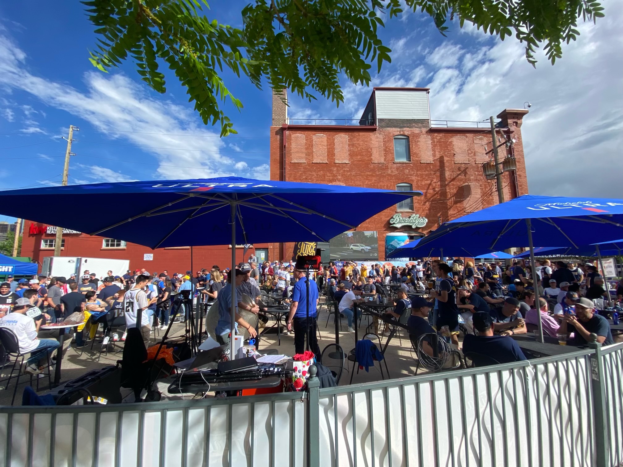 The patio crowd for a recent Denver Nuggets NBA Finals watch party. (Courtesy of Brooklyn's at Ball Arena)