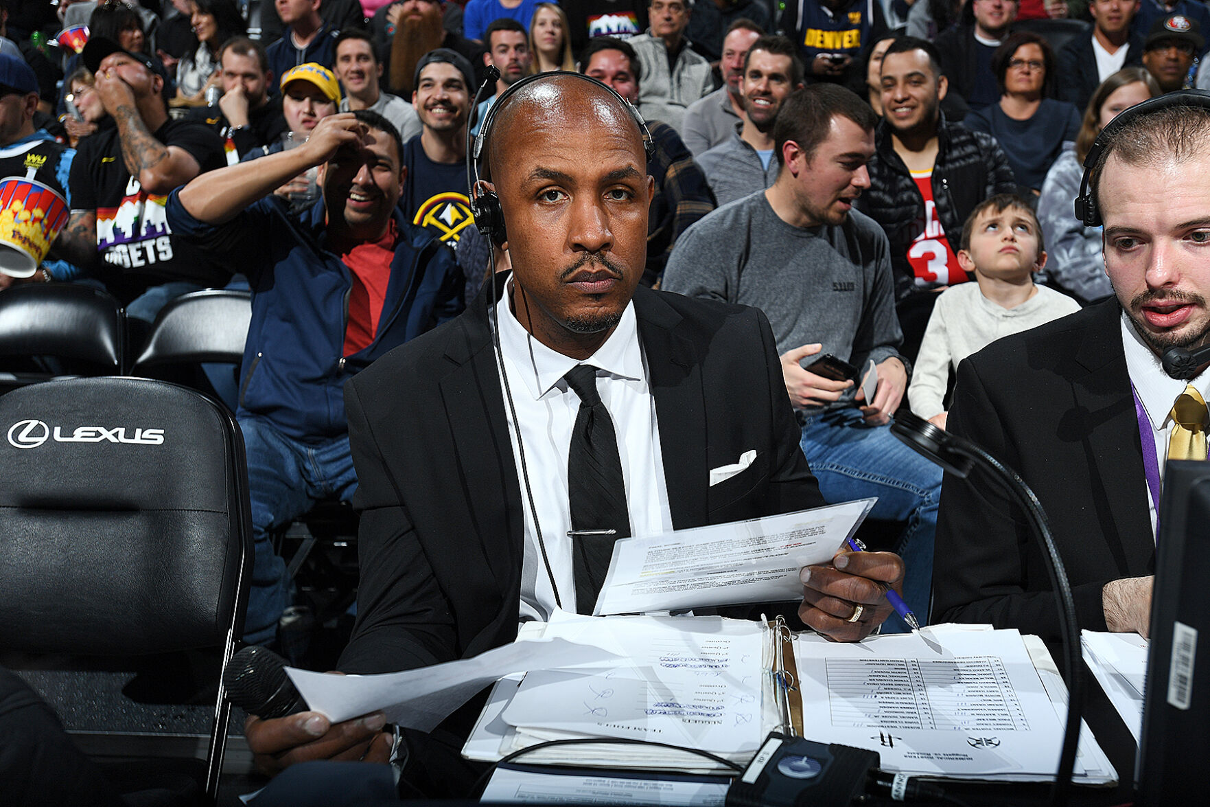 Kyle Speller, a former college player at Eastern Wyoming, Regis and Adams State, has served as the PA announcer for the Denver Nuggets for 18 seasons. (Courtesy Denver Nuggets)