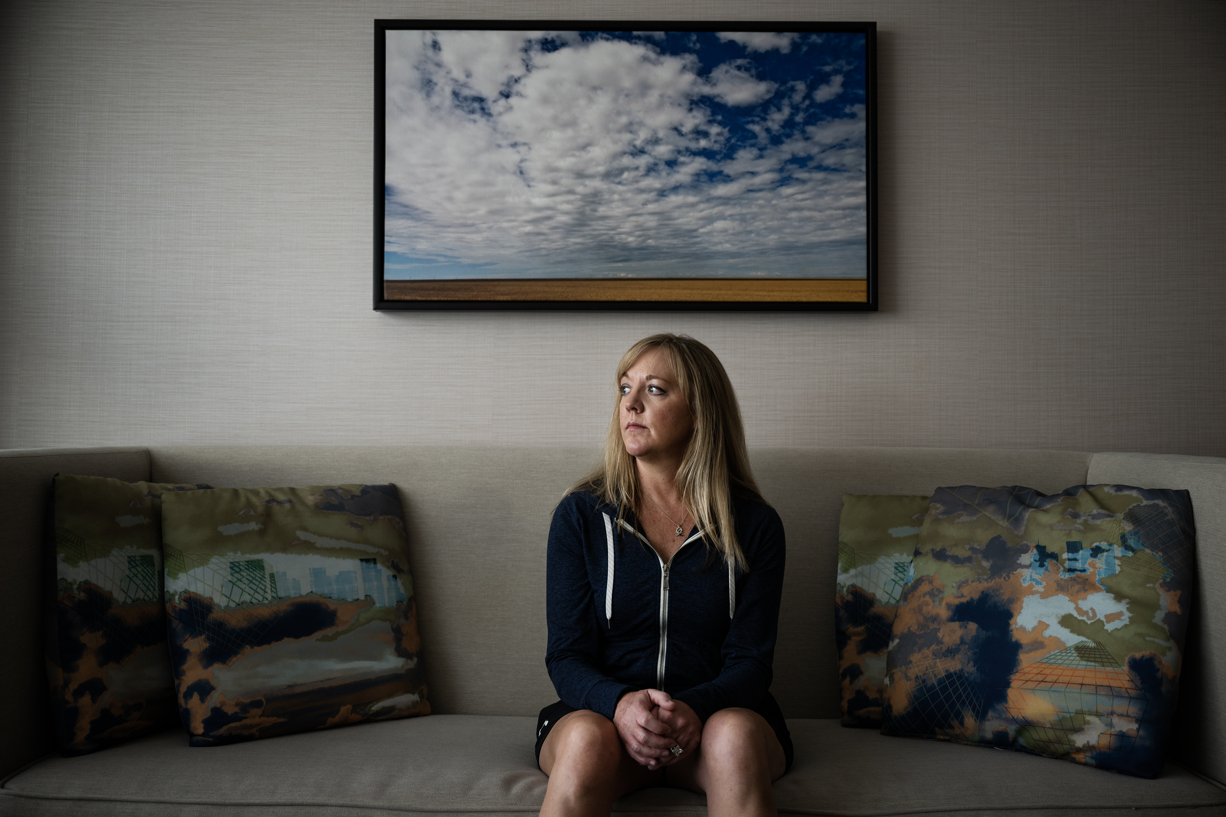 Valarie Underwood, a mother of two who had a no-contact order that kept her from communicating with her children, sits for a portrait in a room at The Westin Denver International Airport on Tuesday, June 27, 2023, in Denver. (Timothy Hurst/Denver Gazette) (Timothy Hurst/Denver Gazette)