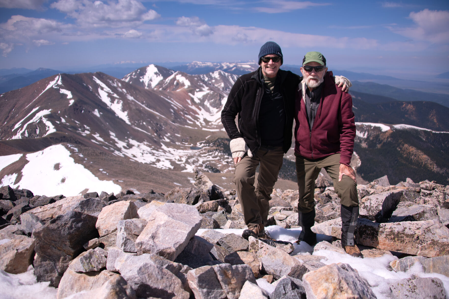 Mark Reis, left, and Dan Crossey stand at the summit of Culebra Peak in June. (Photos by Mark Reis, special to the gazette)
