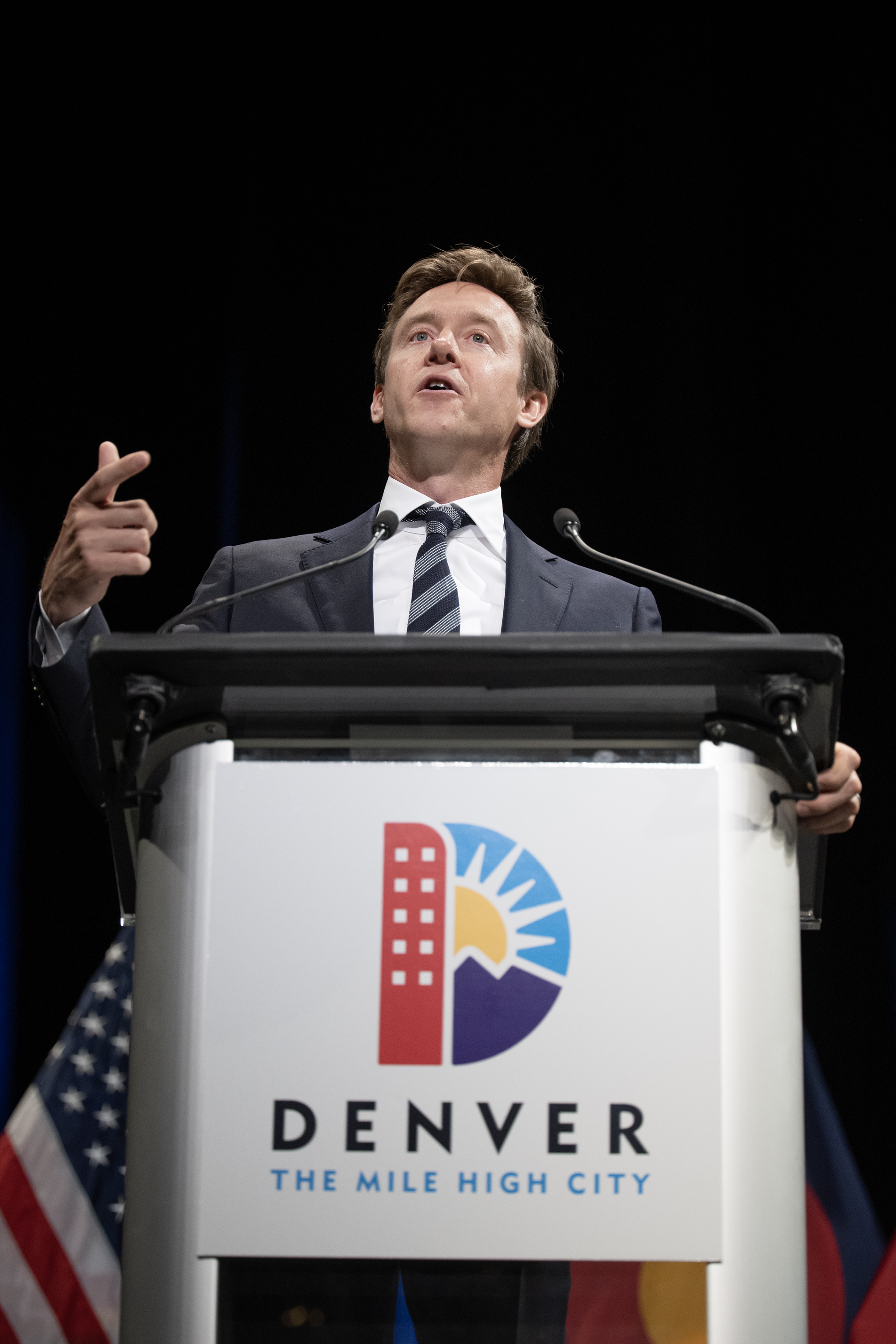 Newly elected Denver mayor Mike Johnston gives his inaugural address during the inauguration ceremony for newly-elected Denver mayor Mike Johnston on Monday, July 17, 2023, at the Ellie Caulkins Opera House in Denver, Colo. (Timothy Hurst/Denver Gazette) (TimHursttim.hurst@gazette.comhttps://secure.gravatar.com/avatar/aca82bd62b4ee425c598527cd6faa1b1?d=mm&r=g)