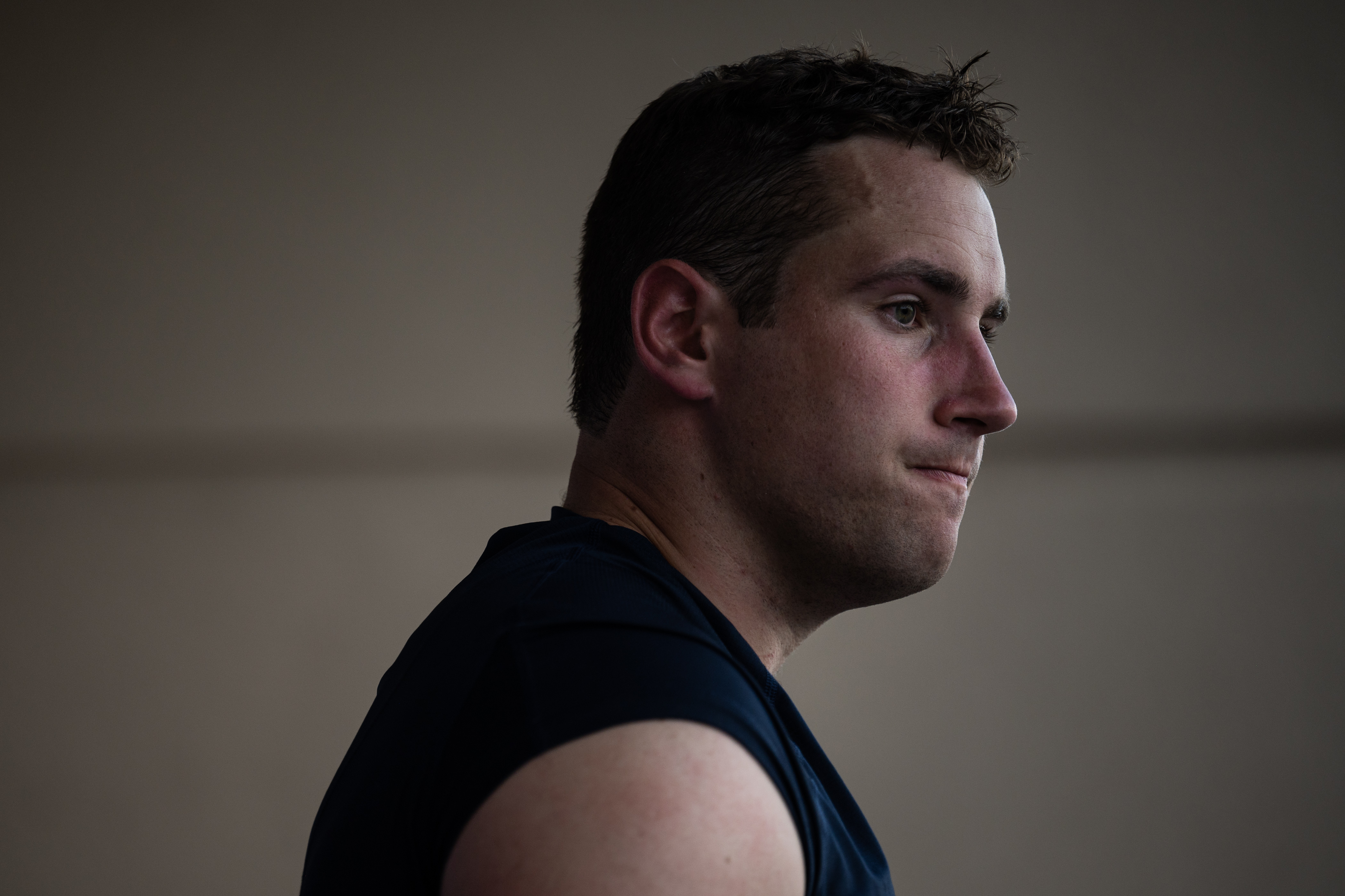 Denver Broncos defensive end Zach Allen (99) speaks with media after training camp on Friday, July 28, 2023, at the Centura Health Training Center in Centennial, Colo. (Timothy Hurst/Denver Gazette) (TimHursttim.hurst@gazette.comhttps://secure.gravatar.com/avatar/aca82bd62b4ee425c598527cd6faa1b1?d=mm&r=g)