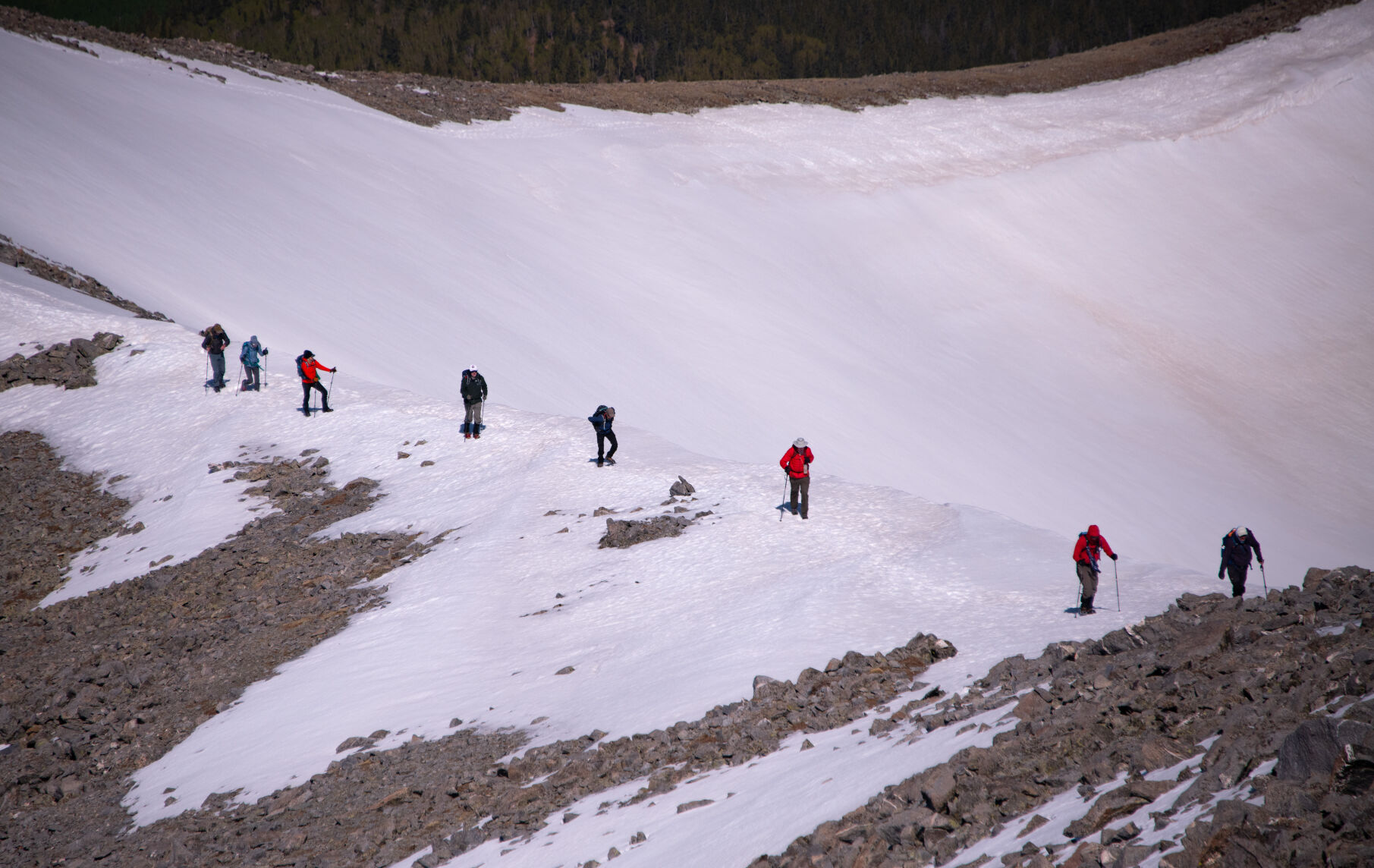 A hiking group from the Vail Valley crosses a snowy ridge on their ascent of Culebra Peak last month. (photos by Mark Reis, special to the gazette)