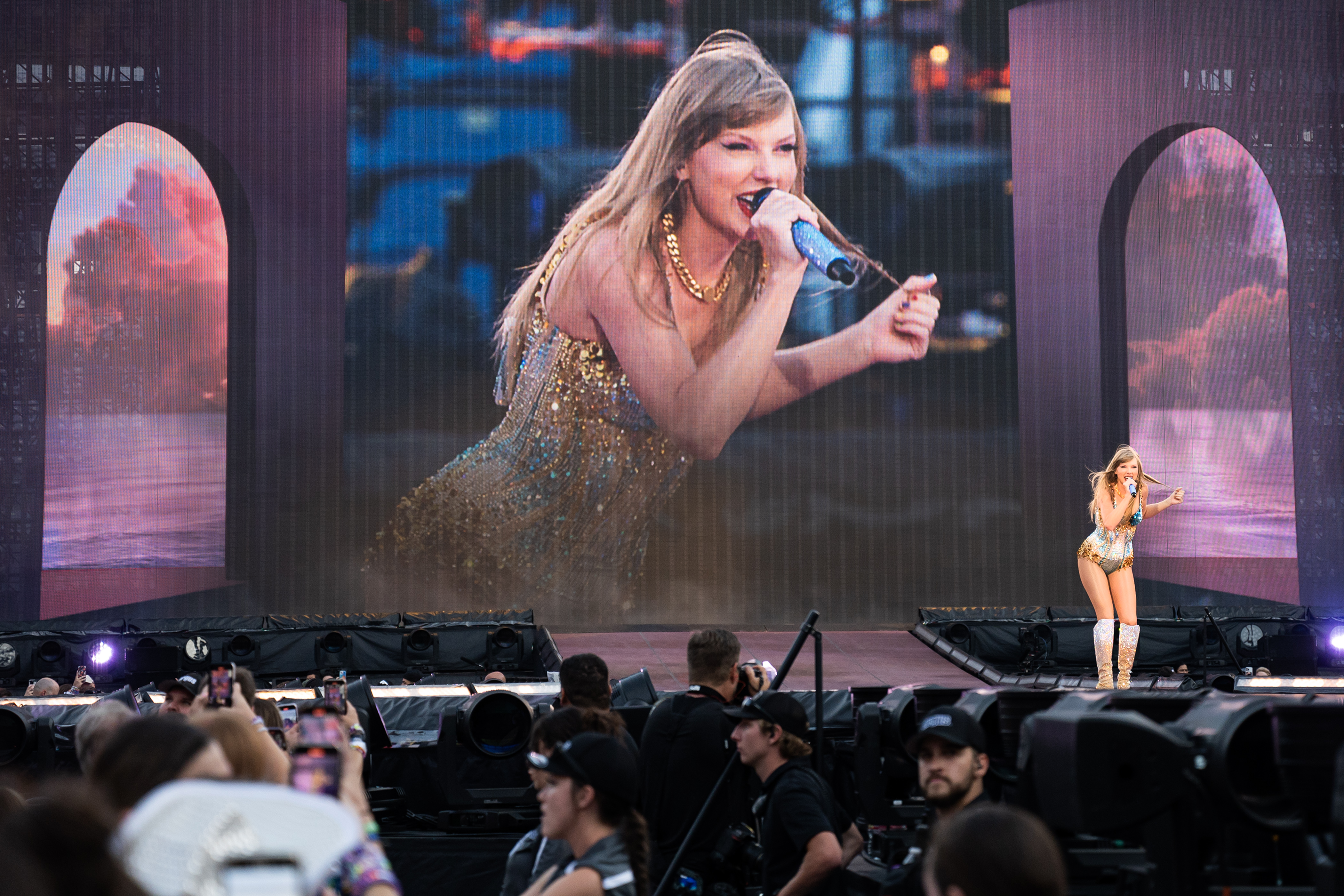 FILE PHOTO: Taylor Swift performs during the first of two shows at Empower Field at Mile High for The Eras Tour on Friday, July 14, 2023, in Denver, Colo. The concert helped spike RTD's ridership numbers to the highest weekend ever. (TimHursttim.hurst@gazette.comhttps://secure.gravatar.com/avatar/aca82bd62b4ee425c598527cd6faa1b1?d=mm&r=g)