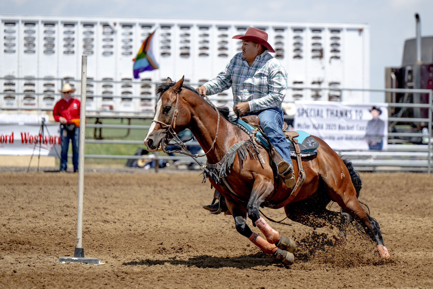 Greg B competes in pole bending during the 40th Rocky Mountain Regional Rodeo held by the Colorado Gay Rodeo Association at the Arapahoe County Fairgrounds on Saturday, July 8, 2023. (Parker Seibold, The Gazette) (Parker Seibold)