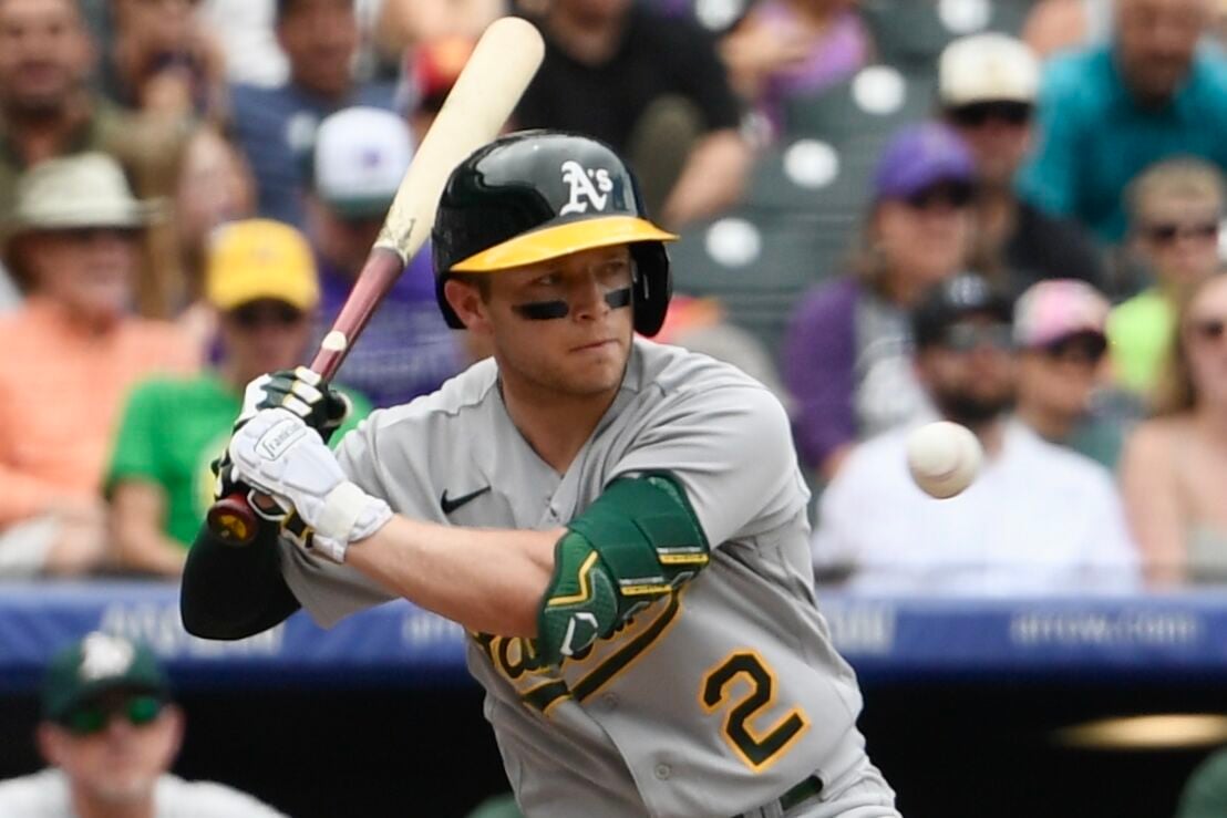 A's infielder Nick Allen watches a ball against the Rockies on Sunday, July 30, 2023. (CarsonFieldcarson.field@gazette.comhttps://secure.gravatar.com/avatar/c524ef3d384945349bed78d70eb2d2cd?d=mm&r=g)