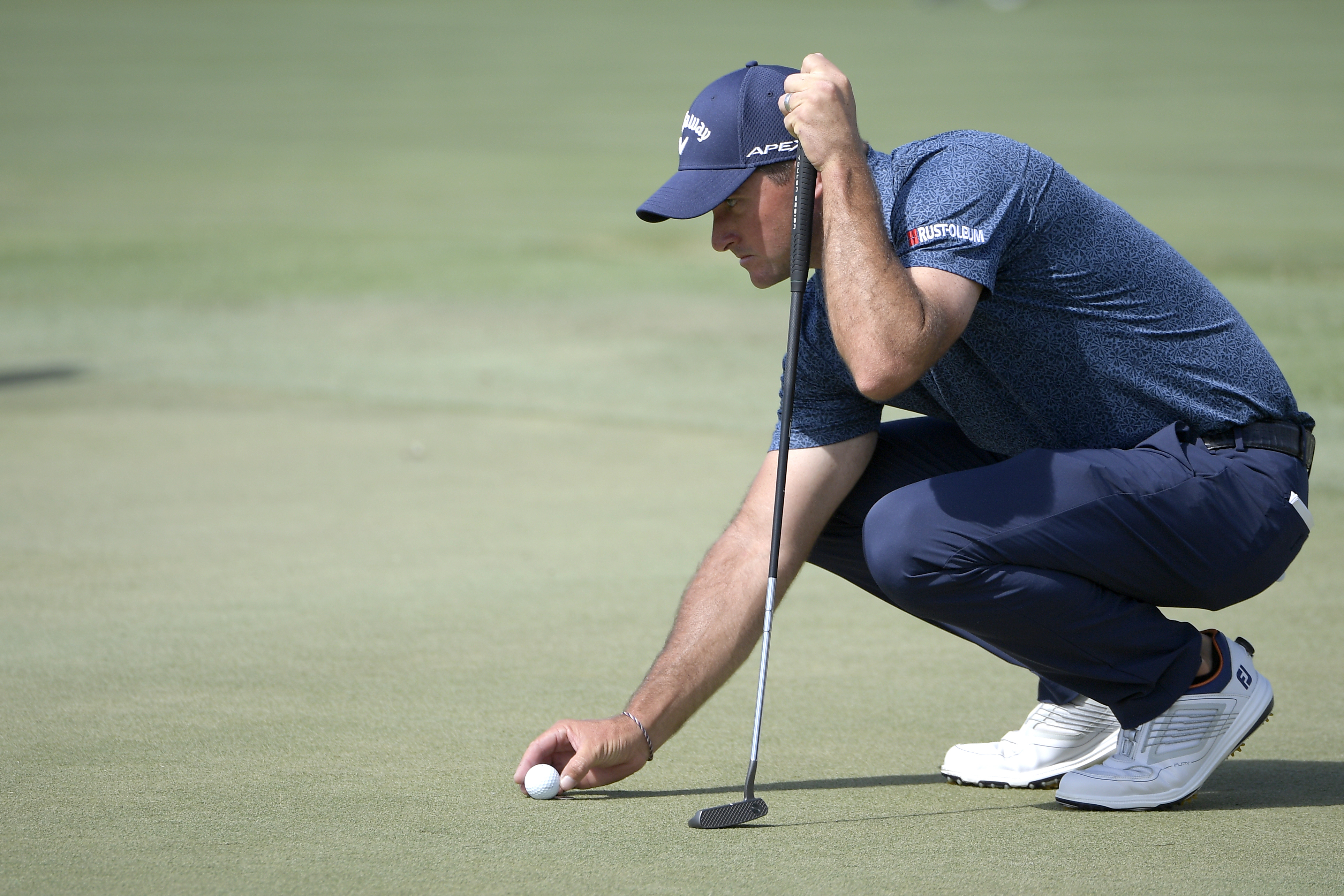 Sam Saunders lines up a putt on the ninth green during the second round of the Arnold Palmer Invitational golf tournament Friday, March 8, 2019, in Orlando, Fla. (AP Photo/Phelan M. Ebenhack) (Phelan M. Ebenhack)