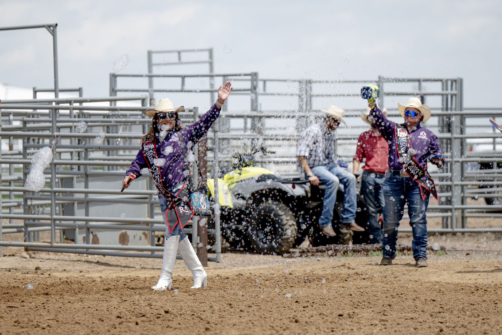 Selena Whorez, Miss International Gay Rodeo Association, is introduced during the grand entry of the 40th Rocky Mountain Regional Rodeo held by the Colorado Gay Rodeo Association at the Arapahoe County Fairgrounds on Saturday, July 8, 2023. (Parker Seibold, The Gazette) (Parker Seibold)