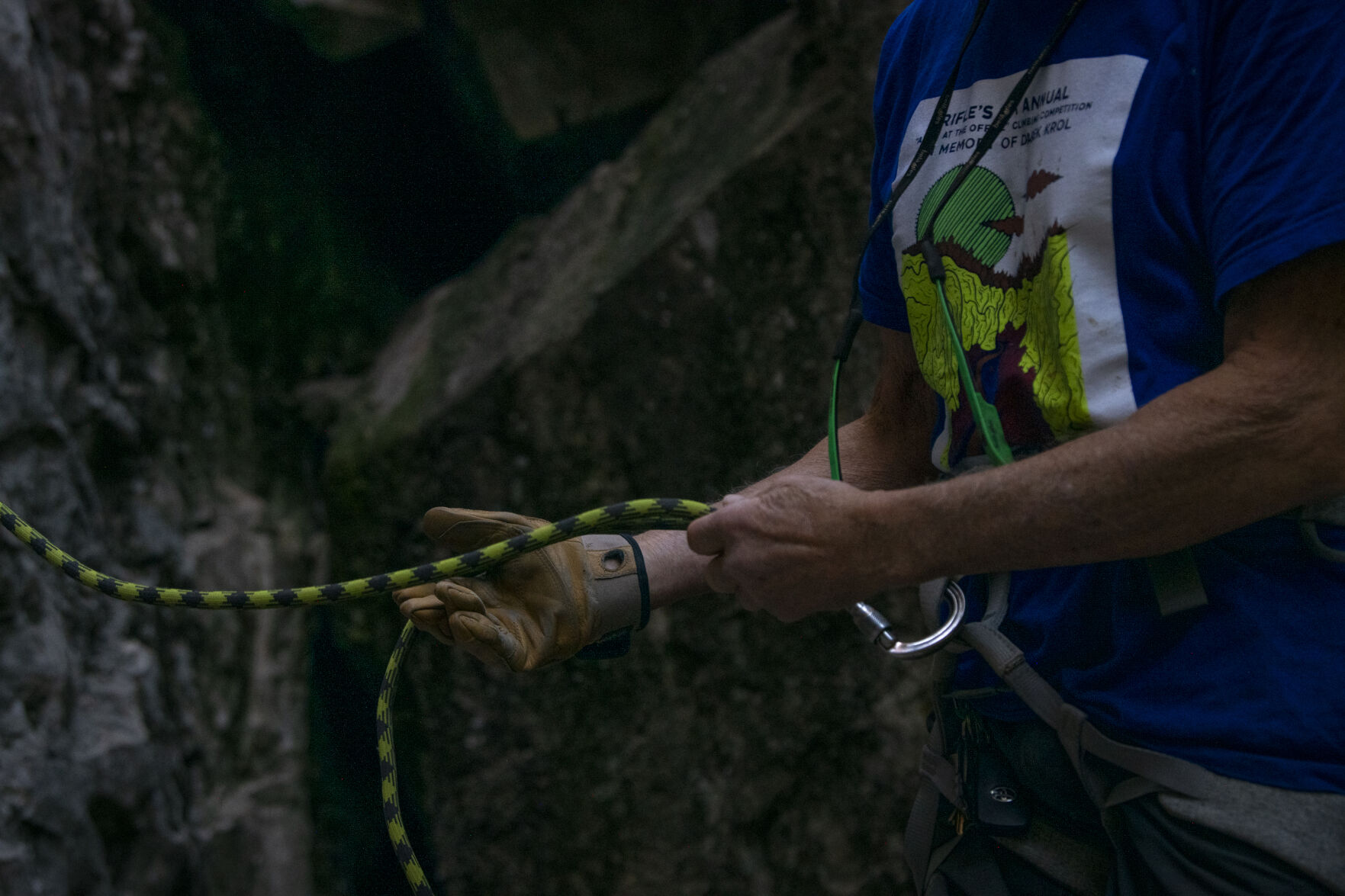 Rifle Climbing Coalition board member Lee Sheftel lead belays his climbing partner. (Gabi Broekema, the gazette)