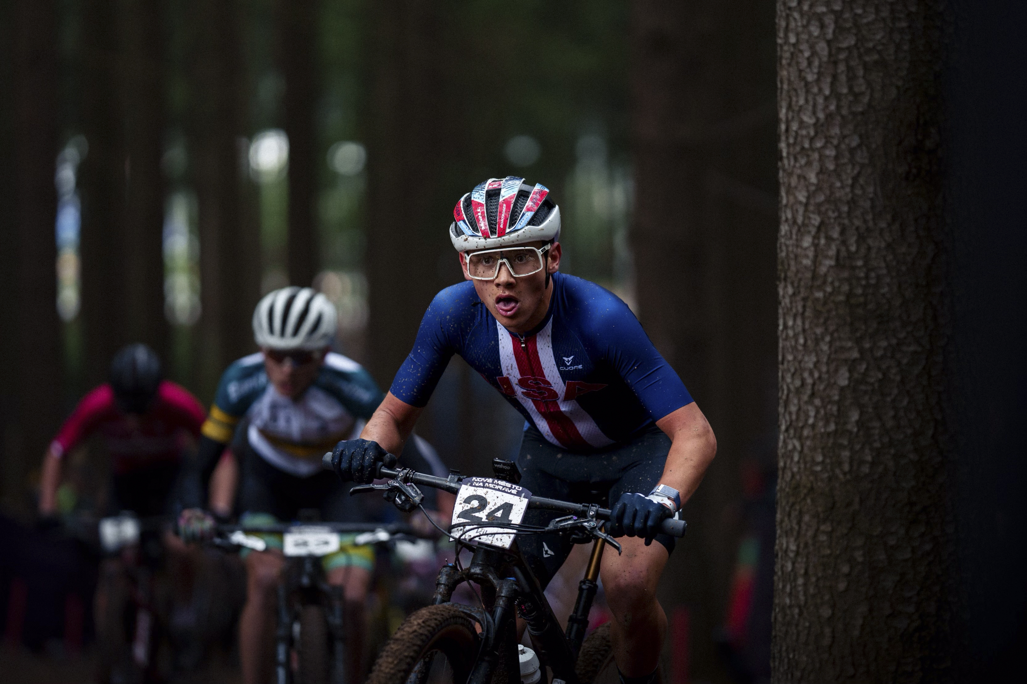 Magnus White competing at a mountain bike race. (Piper Albrecht)