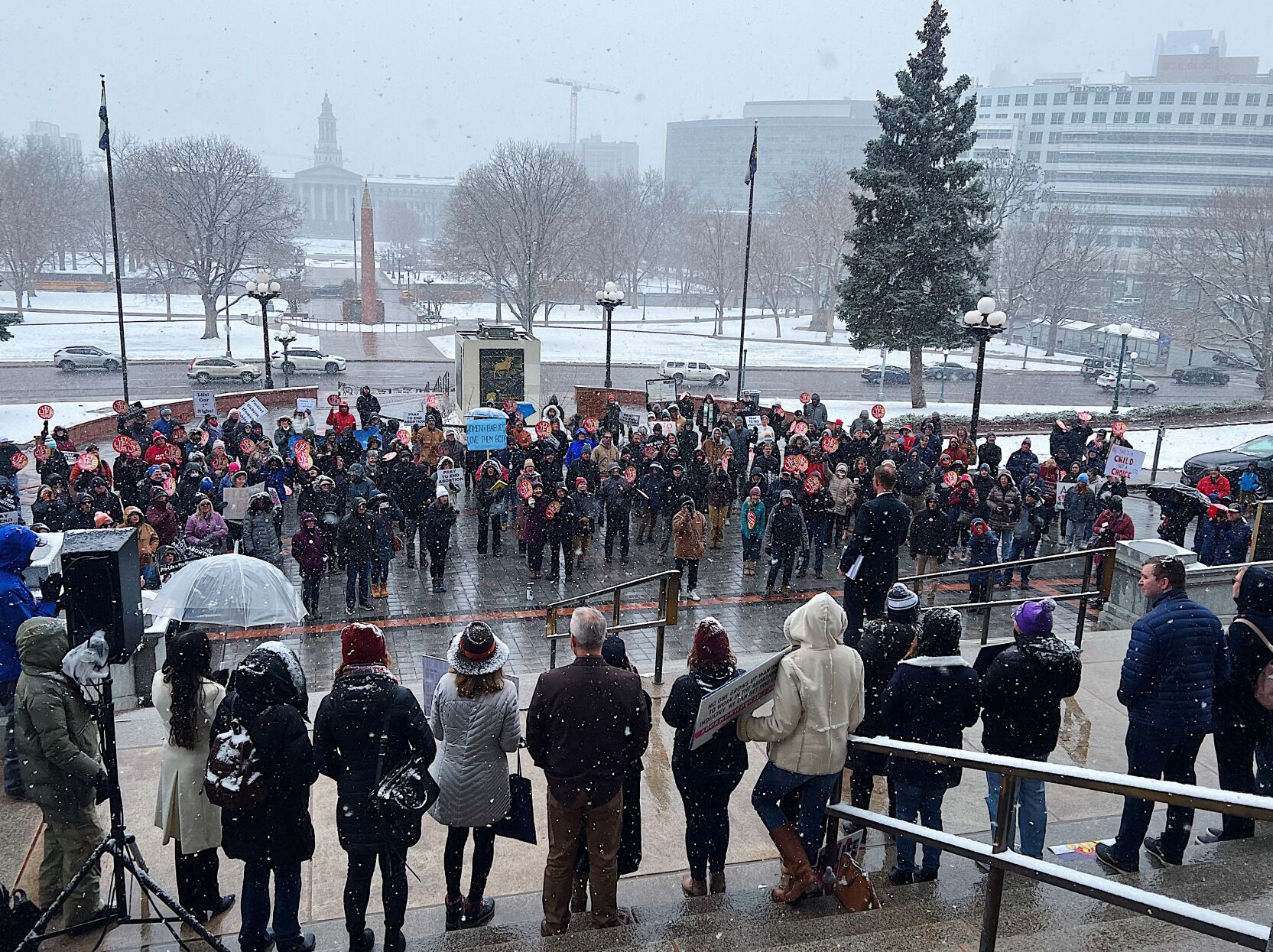 Rep. Matt Soper, R-Delta, addresses anti-abortion protesters outside of the Colorado Capitol in Denver on Tuesday, April 4, 2023 for a rally urging Gov. Jared Polis to veto a package of bills passed by the state legislature to bolster abortion rights and access. (hannah.metzger@gazette.comhttps://secure.gravatar.com/avatar/ab755d481c23353a8e65af50db4c03b9?d=mm&r=g)